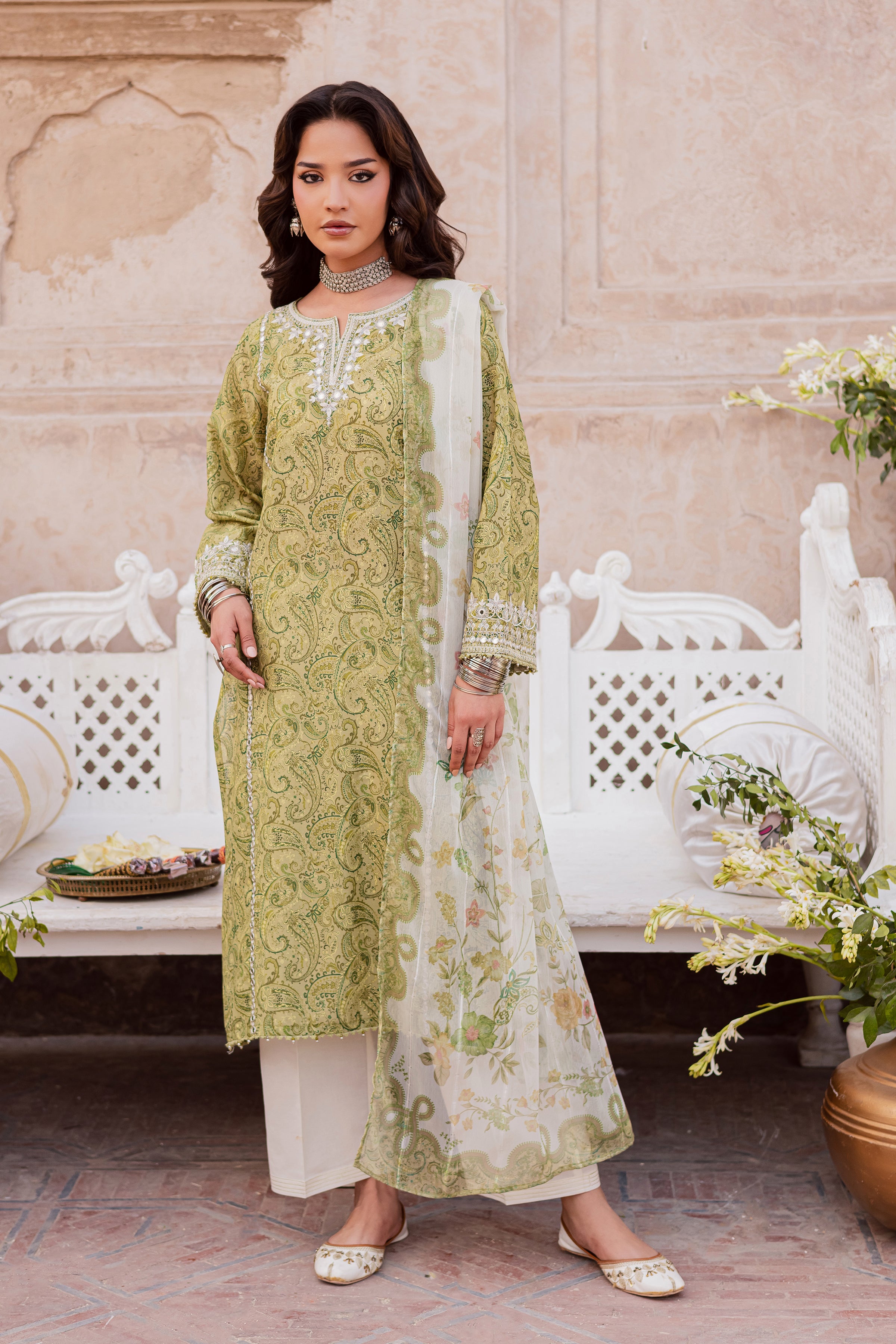 Solan 3Pc - Festive Eid Prints BATIKEID2026 BATIK XS / Green / Lawn-S / Green / Lawn-M / Green / Lawn-L / Green / Lawn-XL / Green / Lawn