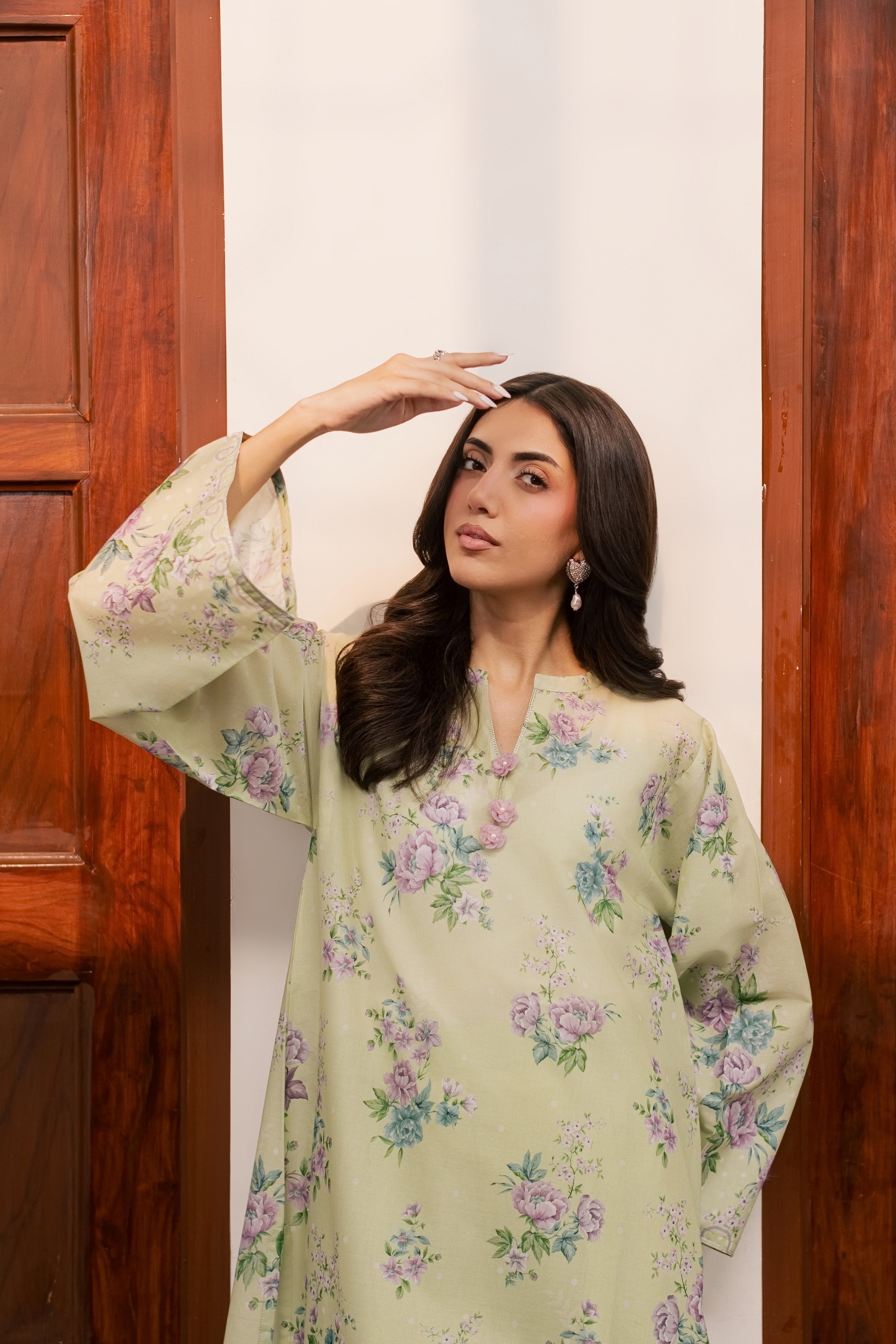 Steffi 2Pc - Printed Lawn Dress BATIKSS26 BATIK XS / Green / Lawn-S / Green / Lawn-M / Green / Lawn-L / Green / Lawn-XL / Green / Lawn