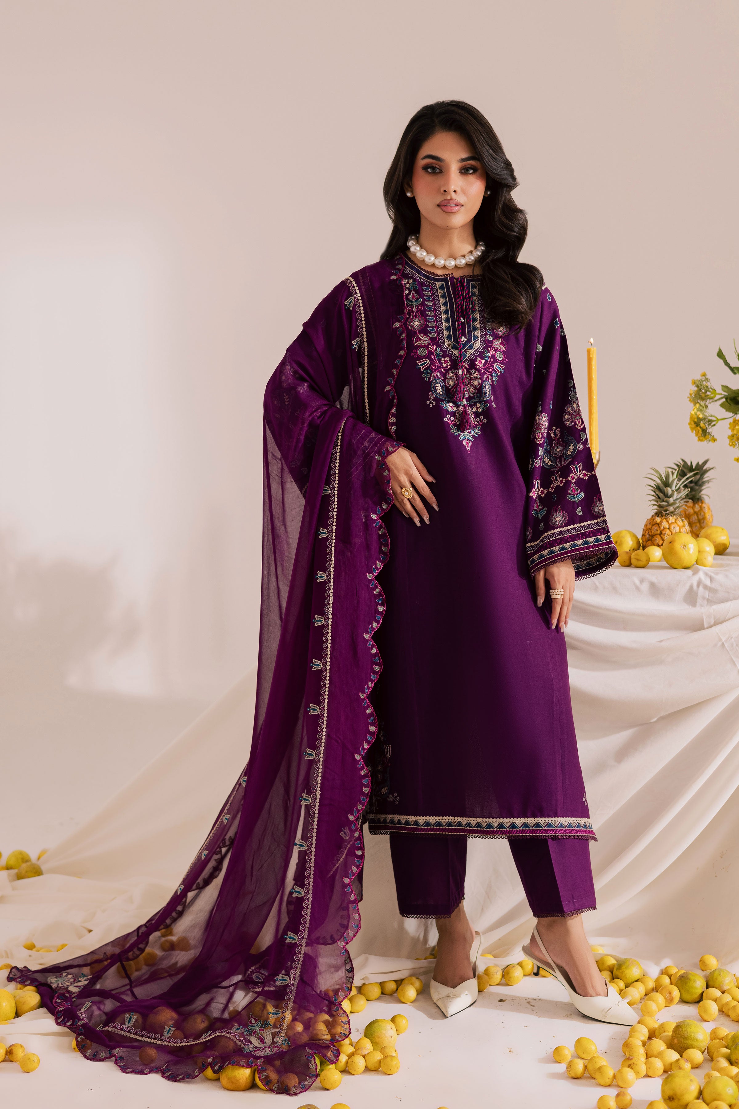 Still Purple 3Pc - Embroidered Khaddar Dress BATIK WINTER PRET 2025 BATIK XS / Purple / Khaddar-S / Purple / Khaddar-M / Purple / Khaddar-L / Purple / Khaddar-XL / Purple / Khaddar