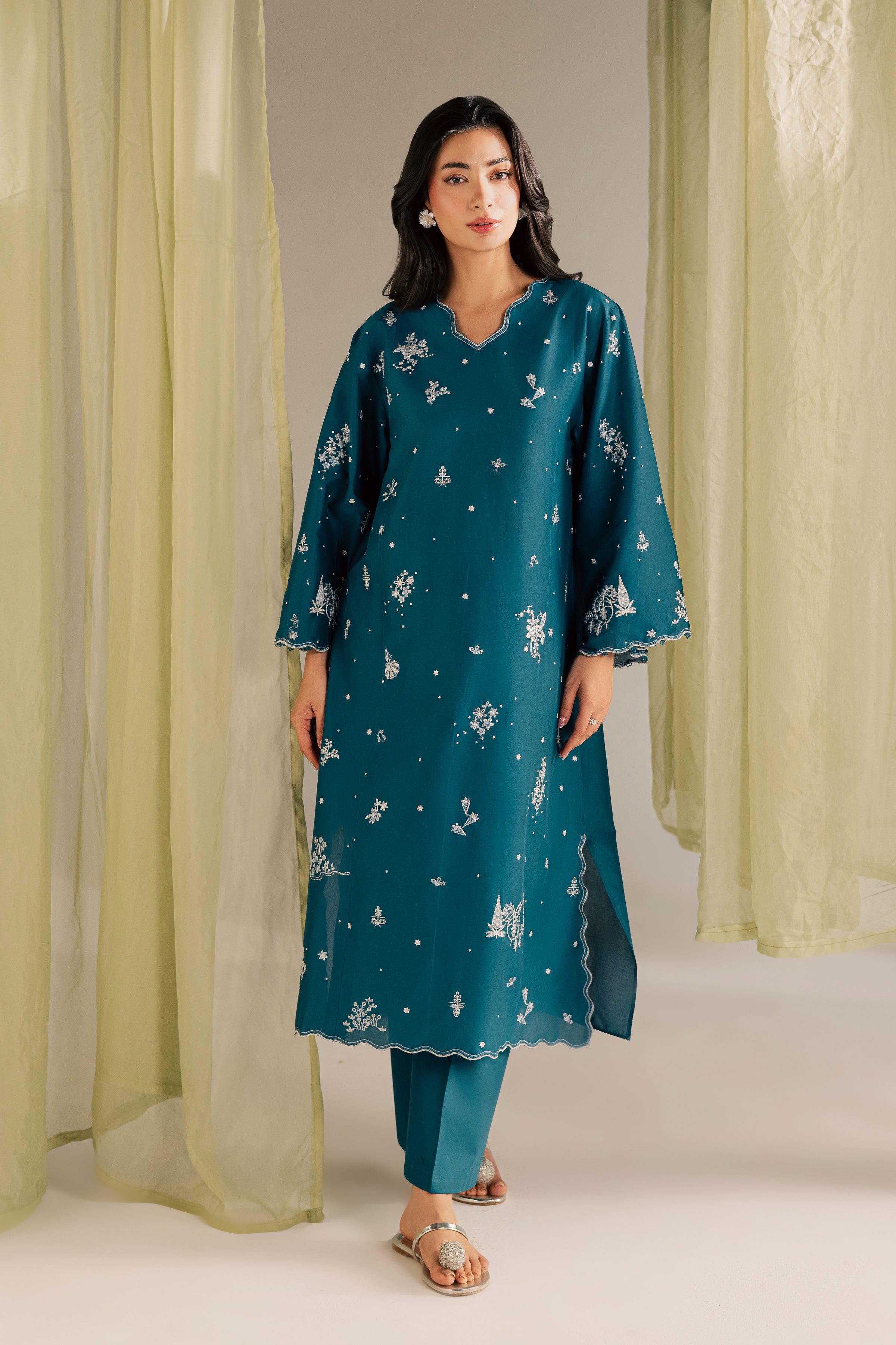 Sugar Sky 2Pc - Embroidered Lawn Dress EverydayEdit26 BATIK XS / Prussian Blue / Pima Lawn-S / Prussian Blue / Pima Lawn-M / Prussian Blue / Pima Lawn-L / Prussian Blue / Pima Lawn-XL / Prussian Blue / Pima Lawn