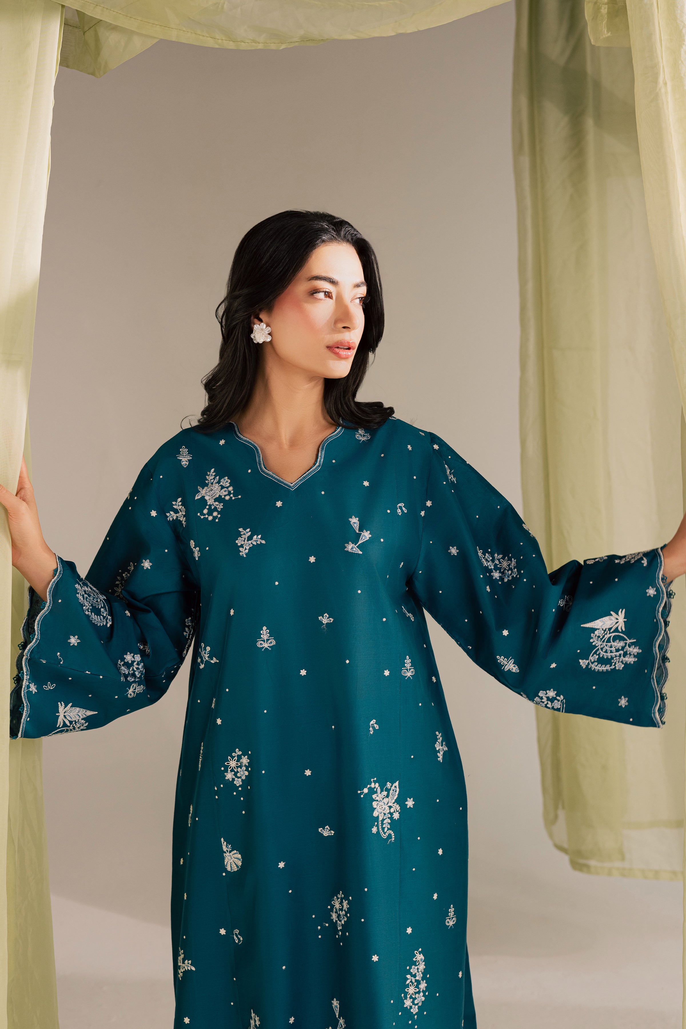 Sugar Sky 2Pc - Embroidered Lawn Dress EverydayEdit26 BATIK XS / Prussian Blue / Pima Lawn-S / Prussian Blue / Pima Lawn-M / Prussian Blue / Pima Lawn-L / Prussian Blue / Pima Lawn-XL / Prussian Blue / Pima Lawn