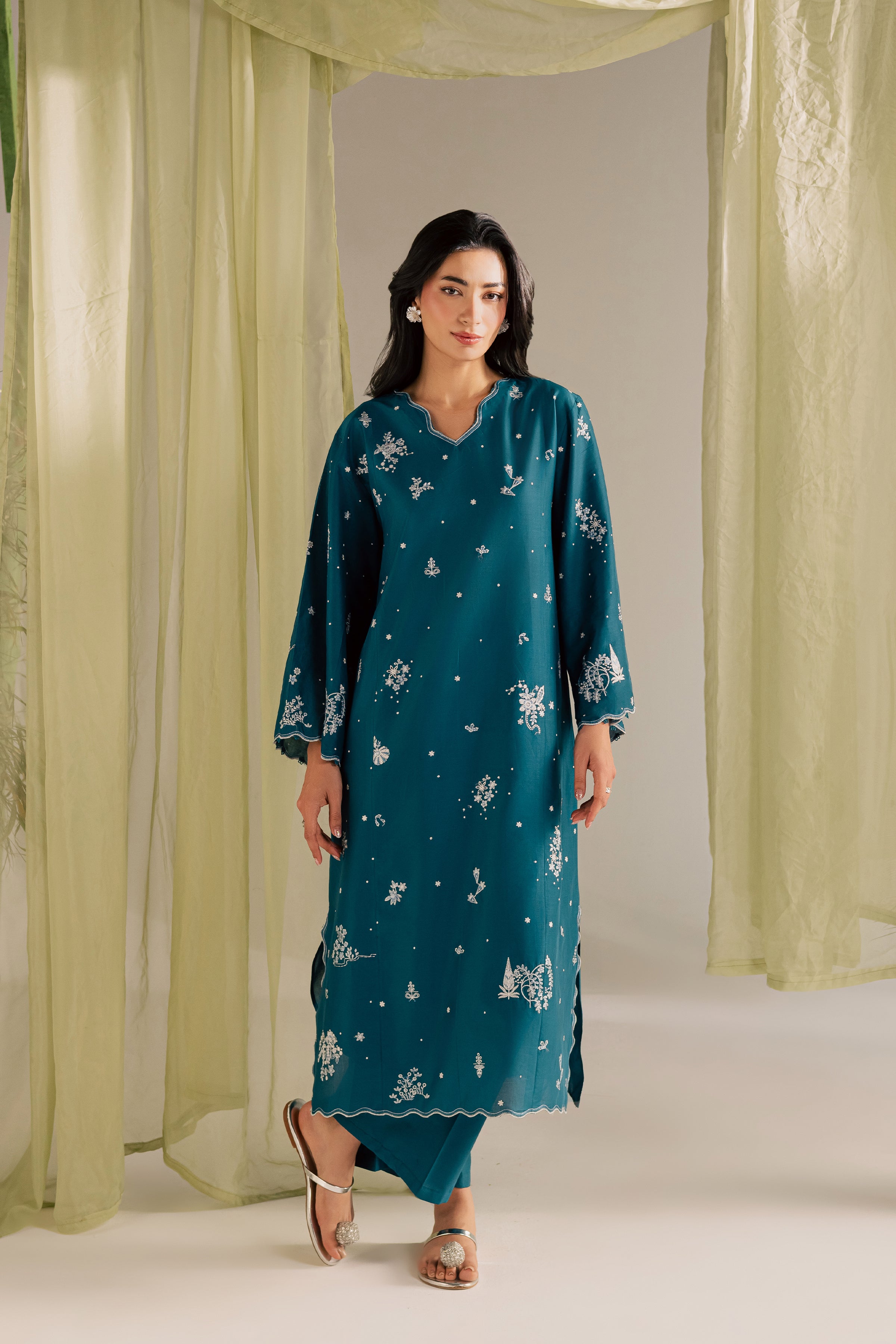Sugar Sky 2Pc - Embroidered Lawn Dress EverydayEdit26 BATIK XS / Prussian Blue / Pima Lawn-S / Prussian Blue / Pima Lawn-M / Prussian Blue / Pima Lawn-L / Prussian Blue / Pima Lawn-XL / Prussian Blue / Pima Lawn