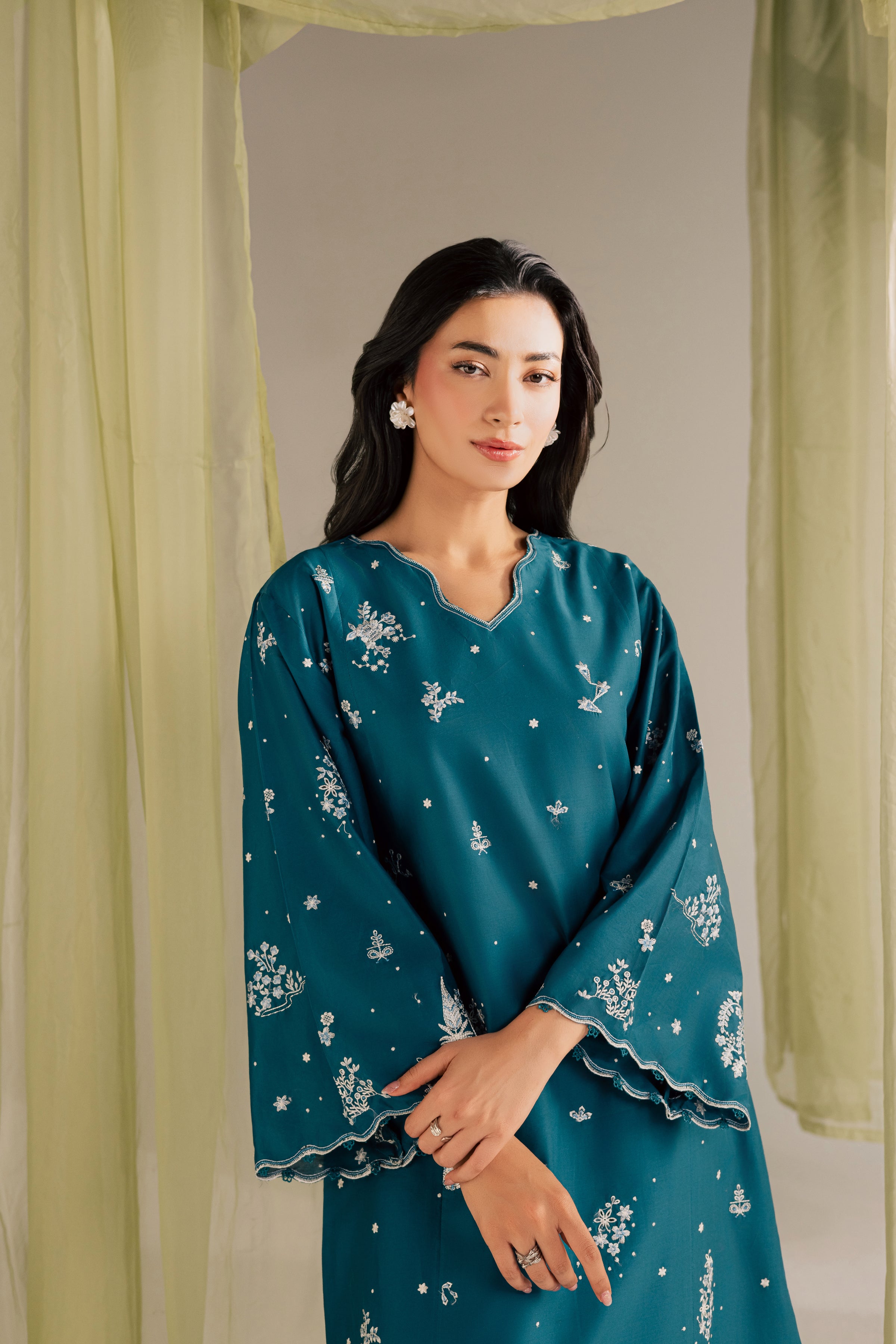 Sugar Sky 2Pc - Embroidered Lawn Dress EverydayEdit26 BATIK XS / Prussian Blue / Pima Lawn-S / Prussian Blue / Pima Lawn-M / Prussian Blue / Pima Lawn-L / Prussian Blue / Pima Lawn-XL / Prussian Blue / Pima Lawn