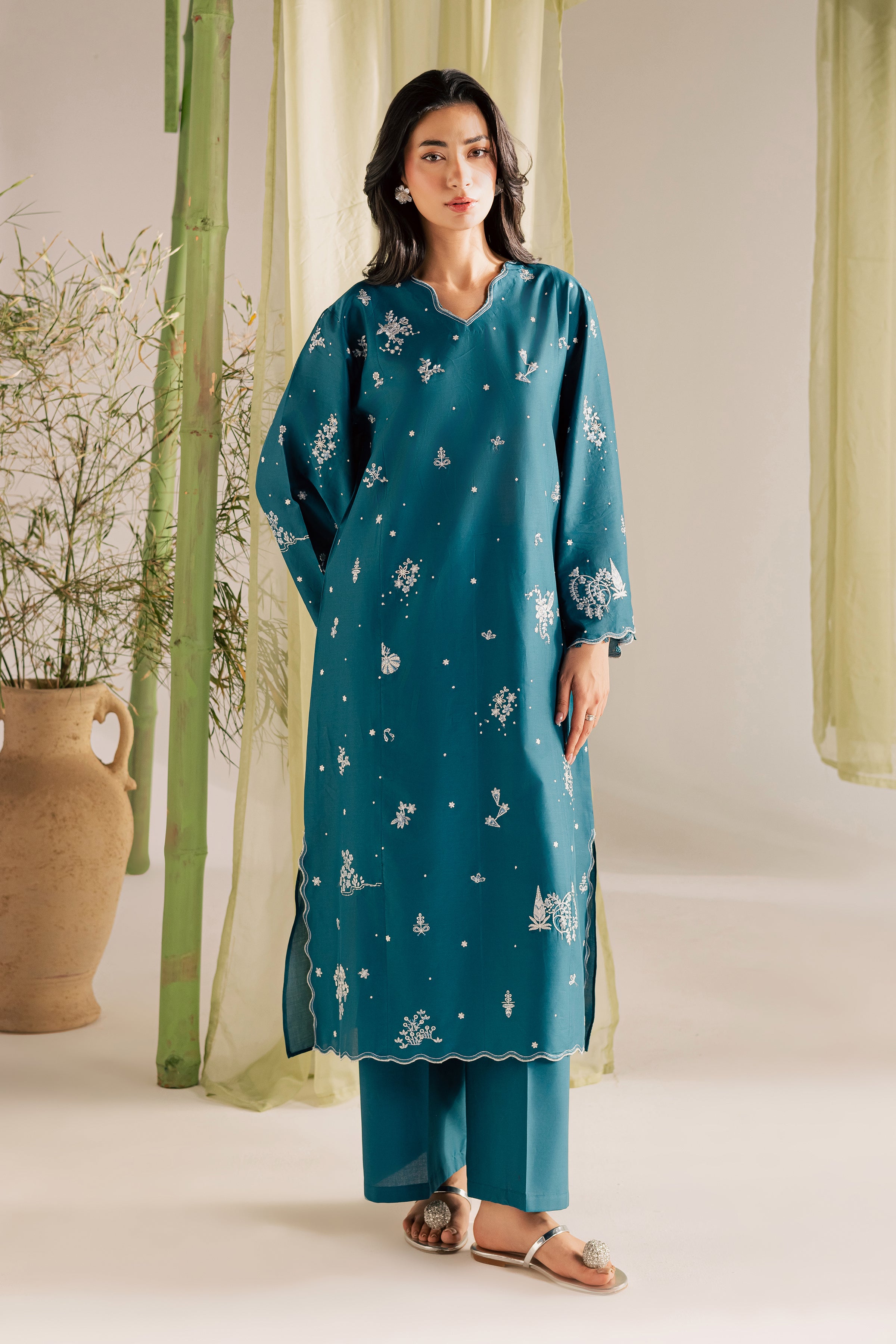 Sugar Sky 2Pc - Embroidered Lawn Dress EverydayEdit26 BATIK XS / Prussian Blue / Pima Lawn-S / Prussian Blue / Pima Lawn-M / Prussian Blue / Pima Lawn-L / Prussian Blue / Pima Lawn-XL / Prussian Blue / Pima Lawn