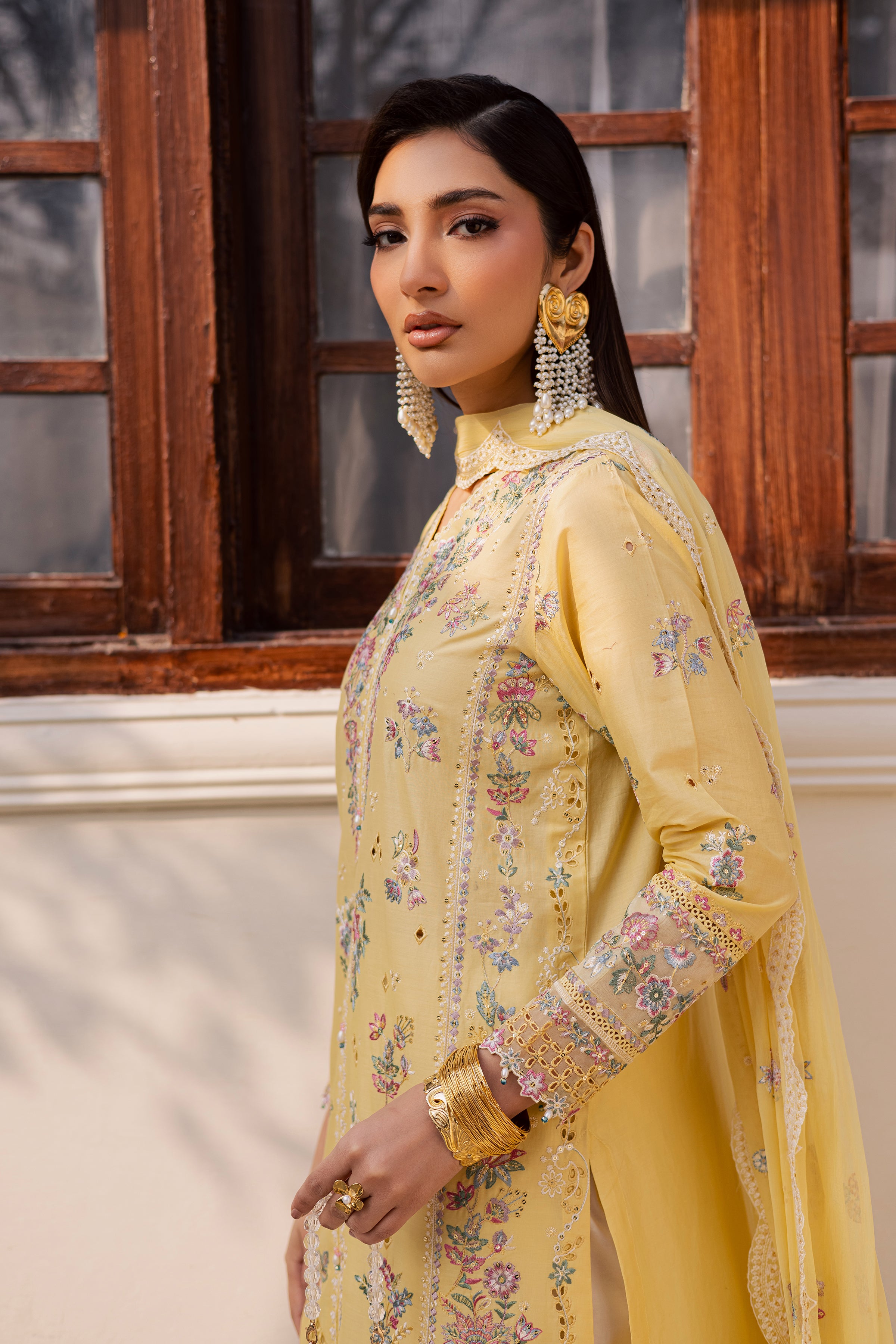Sundip 3Pc - Festive Embroidered Lawn BATIKEID2026 BATIK XS / Ochre / Pima Lawn-S / Ochre / Pima Lawn-M / Ochre / Pima Lawn-L / Ochre / Pima Lawn-XL / Ochre / Pima Lawn