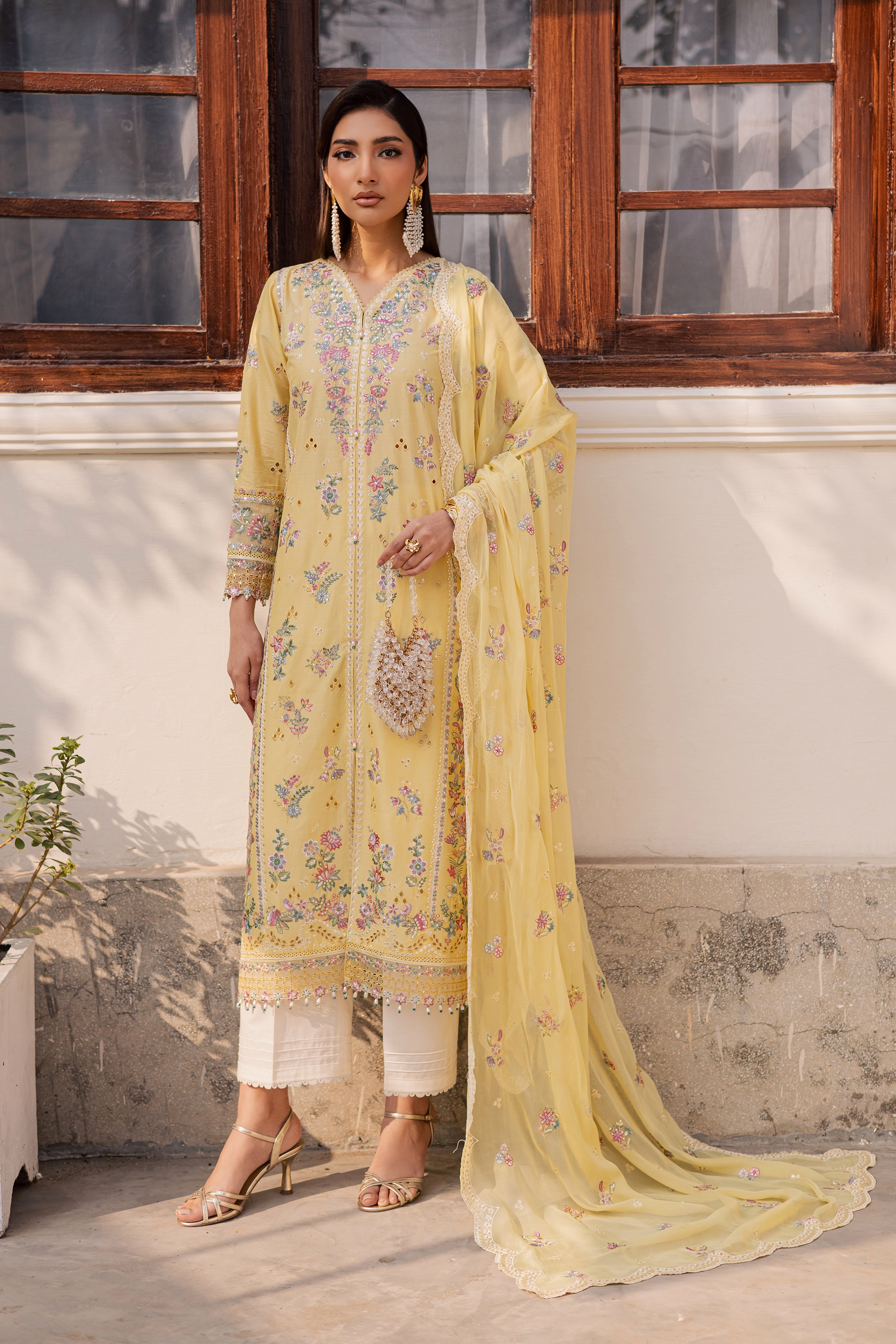 Sundip 3Pc - Festive Embroidered Lawn BATIKEID2026 BATIK XS / Ochre / Pima Lawn-S / Ochre / Pima Lawn-M / Ochre / Pima Lawn-L / Ochre / Pima Lawn-XL / Ochre / Pima Lawn