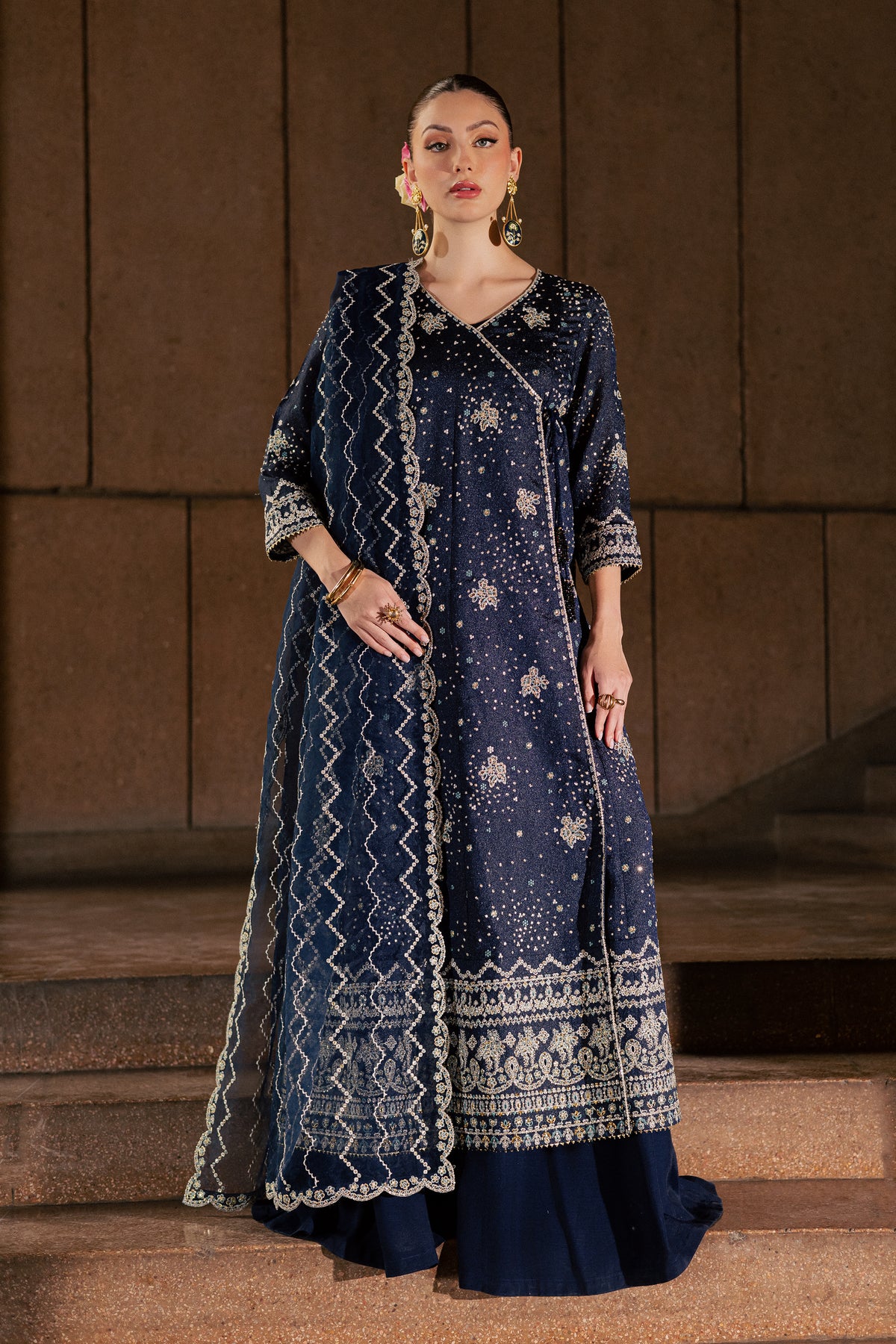 Sunlit 3Pc - Festive Luxe Pret BATIKLUXOCT26 BATIK XS / Midnight Blue / Bubble Organza