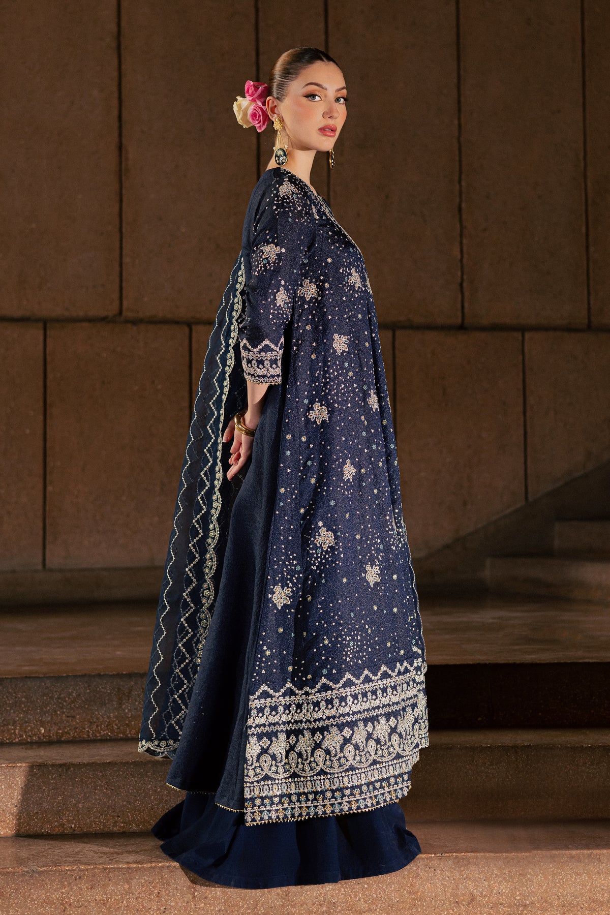 Sunlit 3Pc - Festive Luxe Pret BATIKLUXOCT26 BATIK XS / Midnight Blue / Bubble Organza