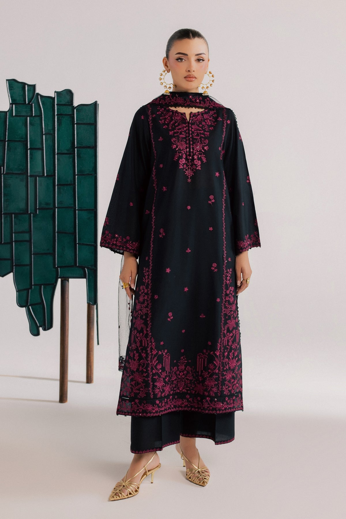 Surkh Saaya 3Pc - Luxury Embroidered Lawn BATIKSS26 BATIK XS / Jet Black / Pima Lawn-S / Jet Black / Pima Lawn-M / Jet Black / Pima Lawn-L / Jet Black / Pima Lawn-XL / Jet Black / Pima Lawn
