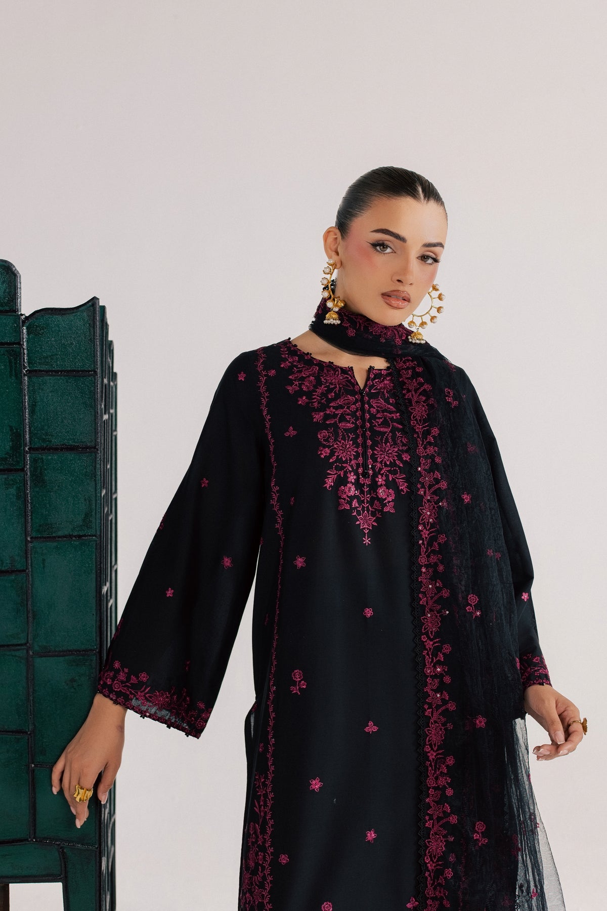 Surkh Saaya 3Pc - Luxury Embroidered Lawn BATIKSS26 BATIK XS / Jet Black / Pima Lawn-S / Jet Black / Pima Lawn-M / Jet Black / Pima Lawn-L / Jet Black / Pima Lawn-XL / Jet Black / Pima Lawn