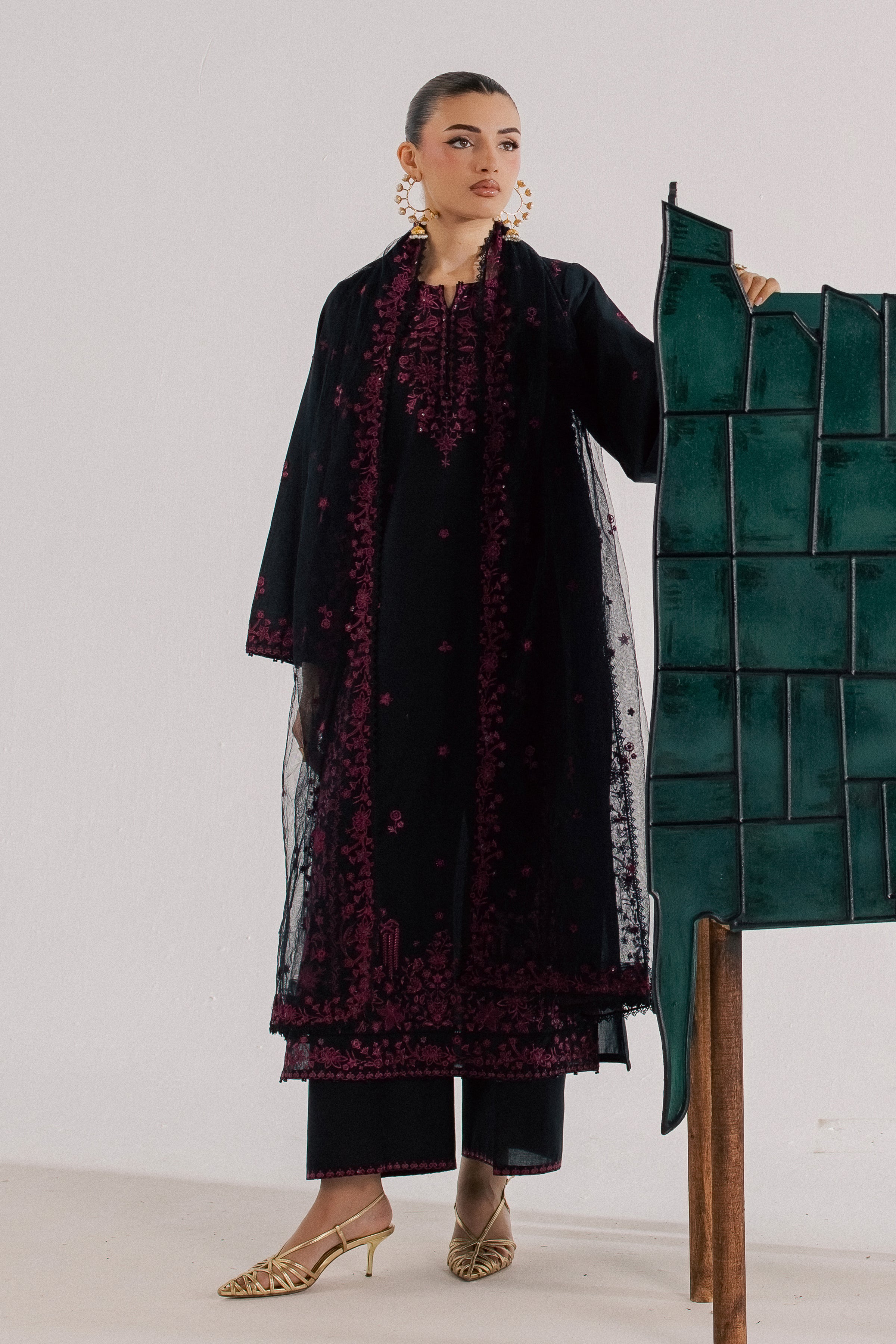 Surkh Saaya 3Pc - Luxury Embroidered Lawn BATIKSS26 BATIK XS / Jet Black / Pima Lawn-S / Jet Black / Pima Lawn-M / Jet Black / Pima Lawn-L / Jet Black / Pima Lawn-XL / Jet Black / Pima Lawn