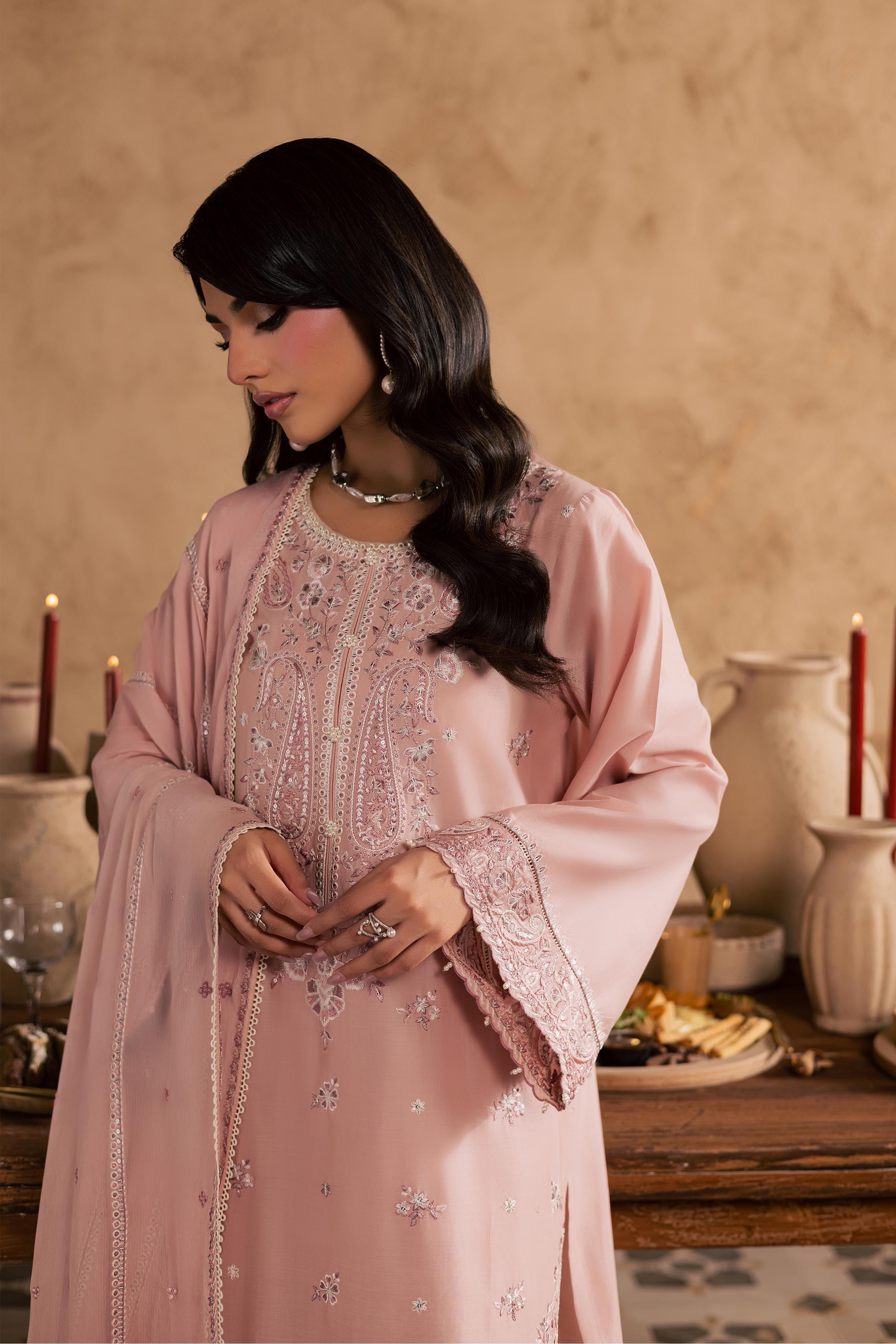 Taffy Aria 3Pc - Embroidered Festive Pret BATIKSS26 BATIK XS / Candy Pink / Pima Lawn-S / Candy Pink / Pima Lawn-M / Candy Pink / Pima Lawn-L / Candy Pink / Pima Lawn-XL / Candy Pink / Pima Lawn