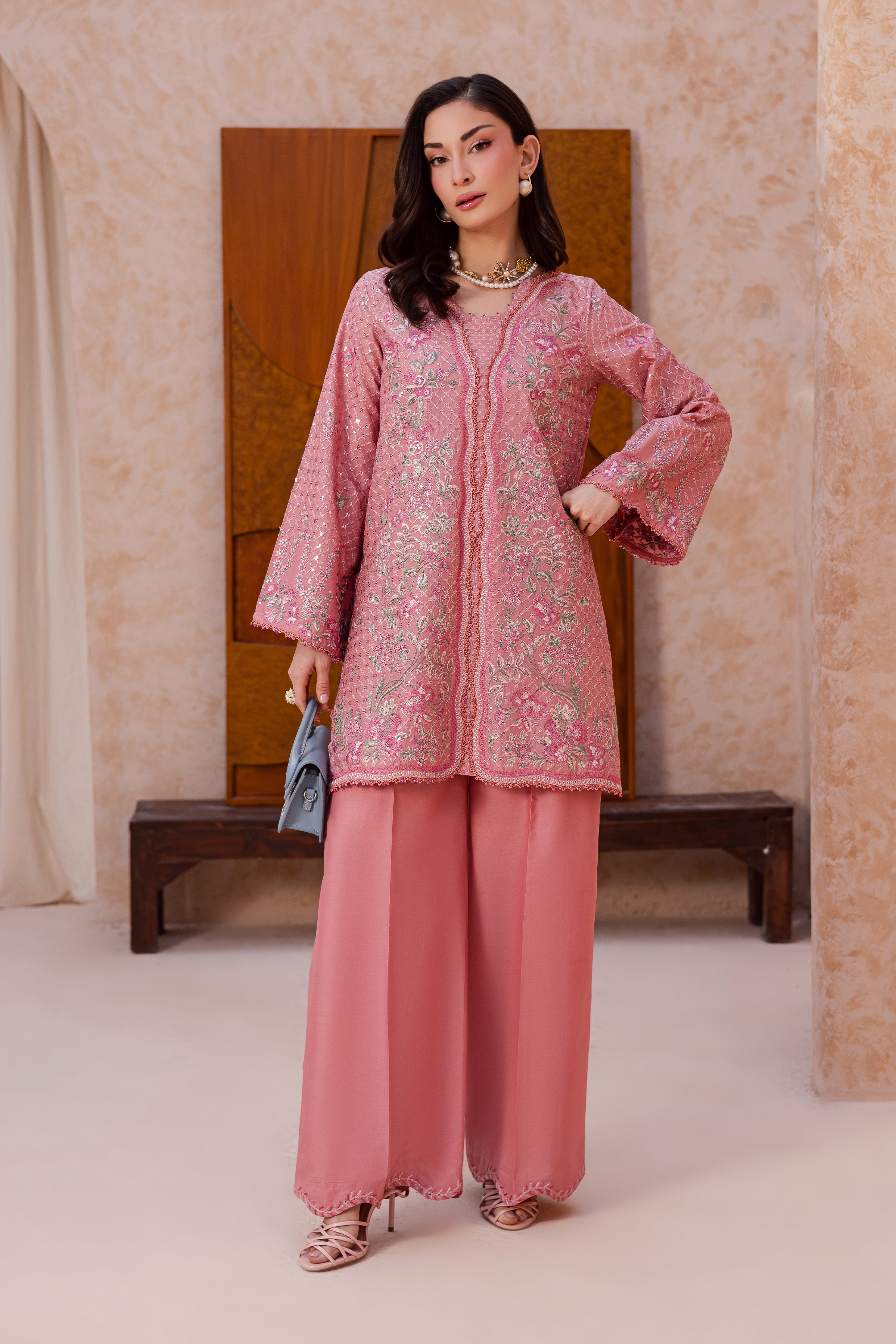 Taffy Blush 2Pc - Festive Embroidered Lawn BATIKEID2026 BATIK XS / Taffy Pink / Pima Lawn-S / Taffy Pink / Pima Lawn-M / Taffy Pink / Pima Lawn-L / Taffy Pink / Pima Lawn-XL / Taffy Pink / Pima Lawn