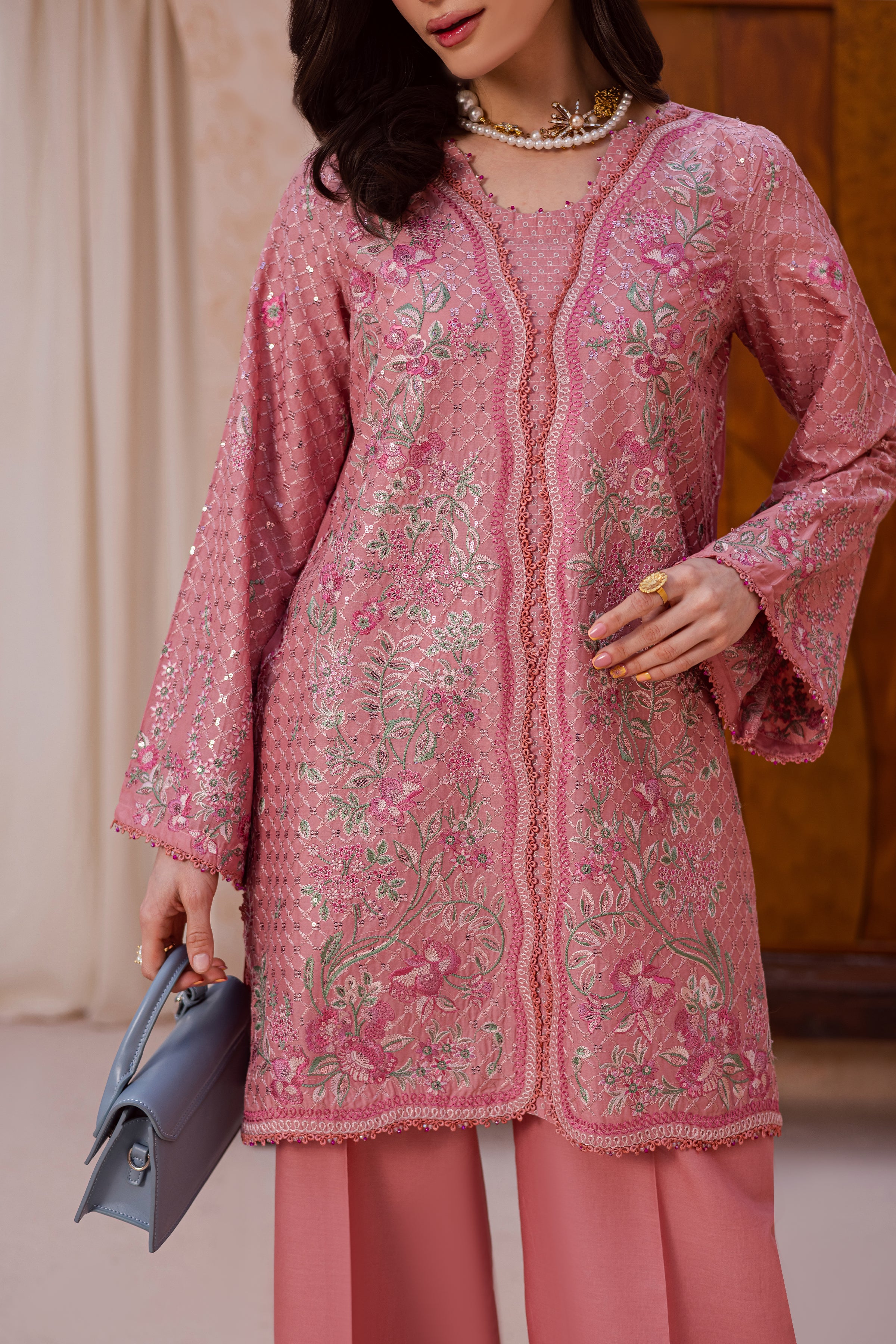 Taffy Blush 2Pc - Festive Embroidered Lawn BATIKEID2026 BATIK XS / Taffy Pink / Pima Lawn-S / Taffy Pink / Pima Lawn-M / Taffy Pink / Pima Lawn-L / Taffy Pink / Pima Lawn-XL / Taffy Pink / Pima Lawn