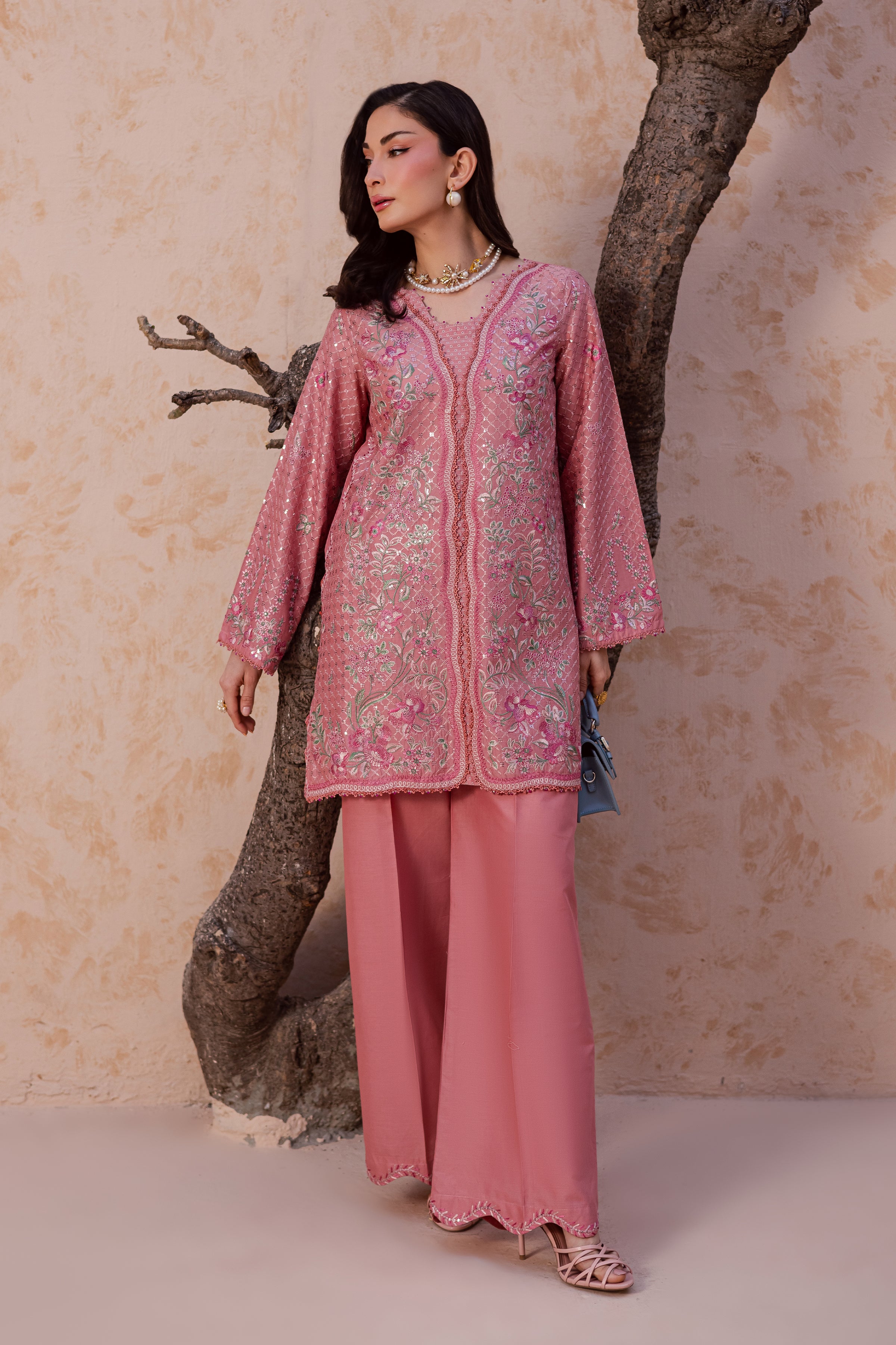 Taffy Blush 2Pc - Festive Embroidered Lawn BATIKEID2026 BATIK XS / Taffy Pink / Pima Lawn-S / Taffy Pink / Pima Lawn-M / Taffy Pink / Pima Lawn-L / Taffy Pink / Pima Lawn-XL / Taffy Pink / Pima Lawn