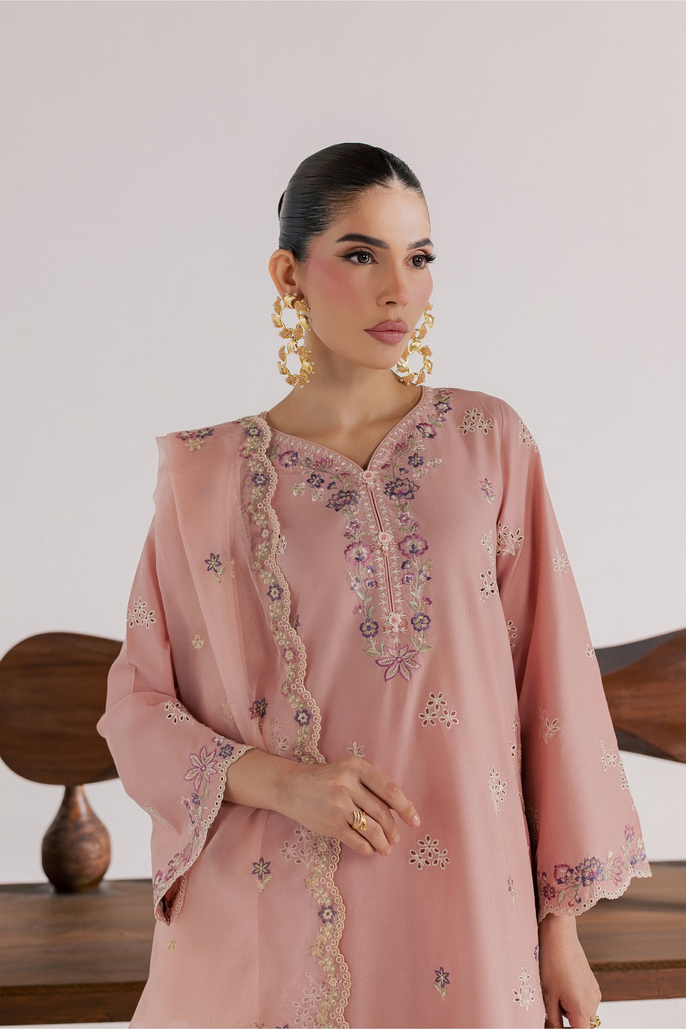 Taffy Macaron 3Pc - Luxury Embroidered Lawn BATIKSS26 BATIK XS / Taffy Pink / Pima Lawn-S / Taffy Pink / Pima Lawn-M / Taffy Pink / Pima Lawn-L / Taffy Pink / Pima Lawn-XL / Taffy Pink / Pima Lawn