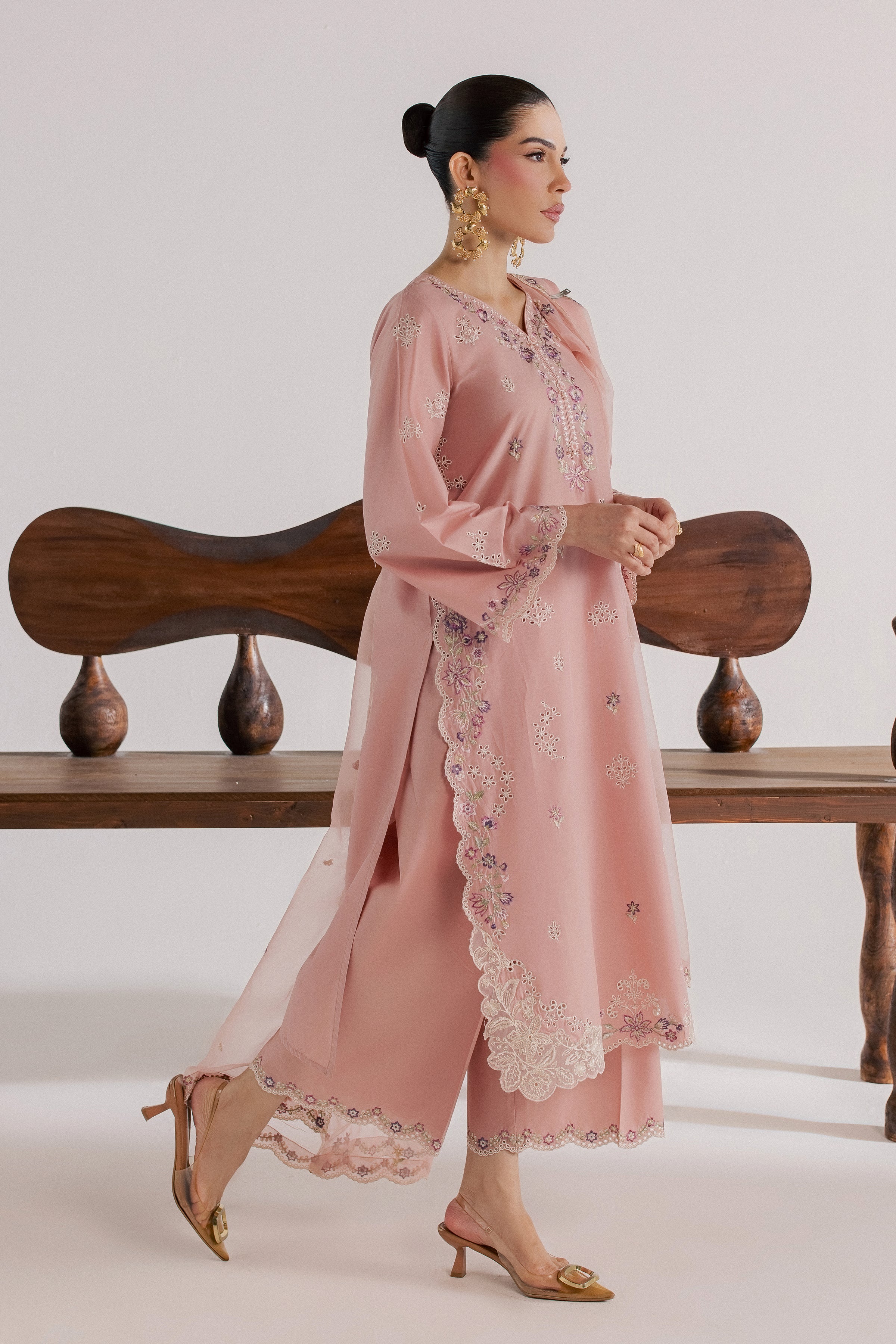 Taffy Macaron 3Pc - Luxury Embroidered Lawn BATIKSS26 BATIK XS / Taffy Pink / Pima Lawn-S / Taffy Pink / Pima Lawn-M / Taffy Pink / Pima Lawn-L / Taffy Pink / Pima Lawn-XL / Taffy Pink / Pima Lawn
