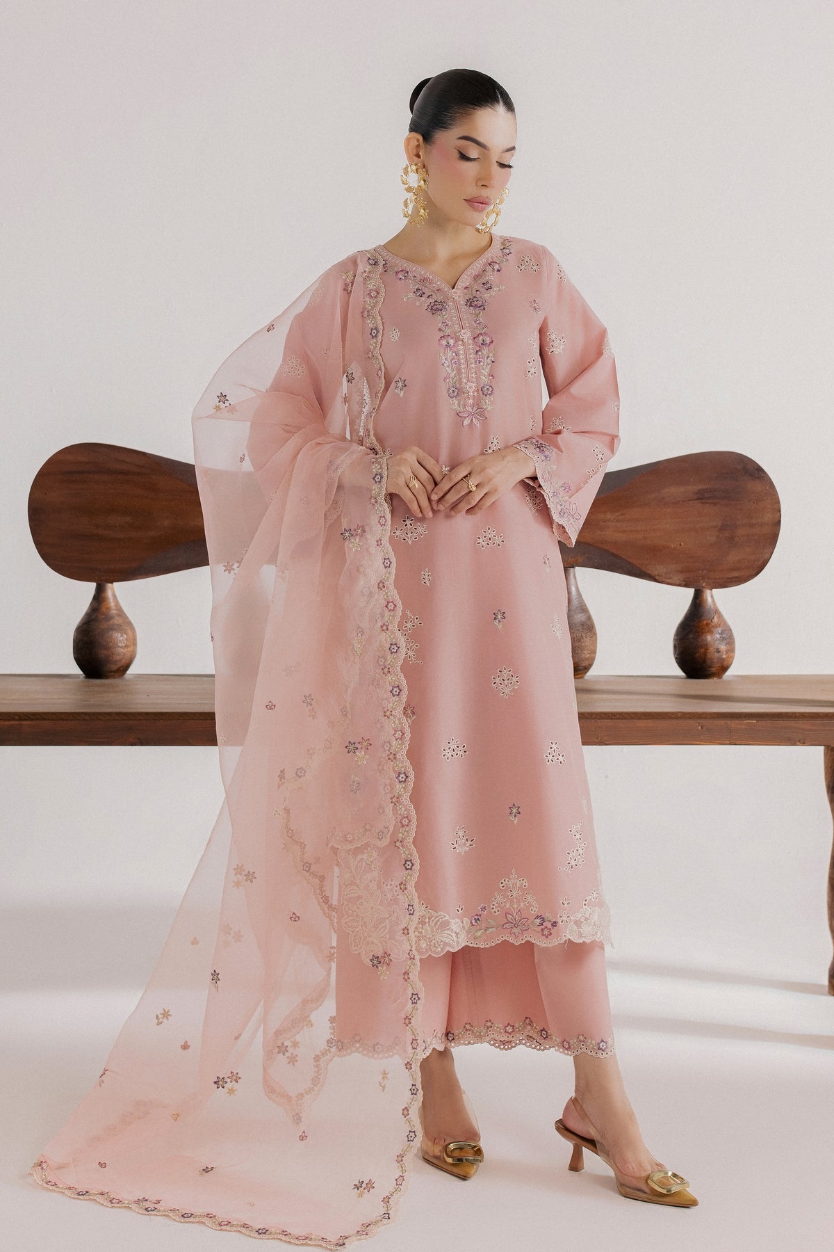 Taffy Macaron 3Pc - Luxury Embroidered Lawn BATIKSS26 BATIK XS / Taffy Pink / Pima Lawn-S / Taffy Pink / Pima Lawn-M / Taffy Pink / Pima Lawn-L / Taffy Pink / Pima Lawn-XL / Taffy Pink / Pima Lawn