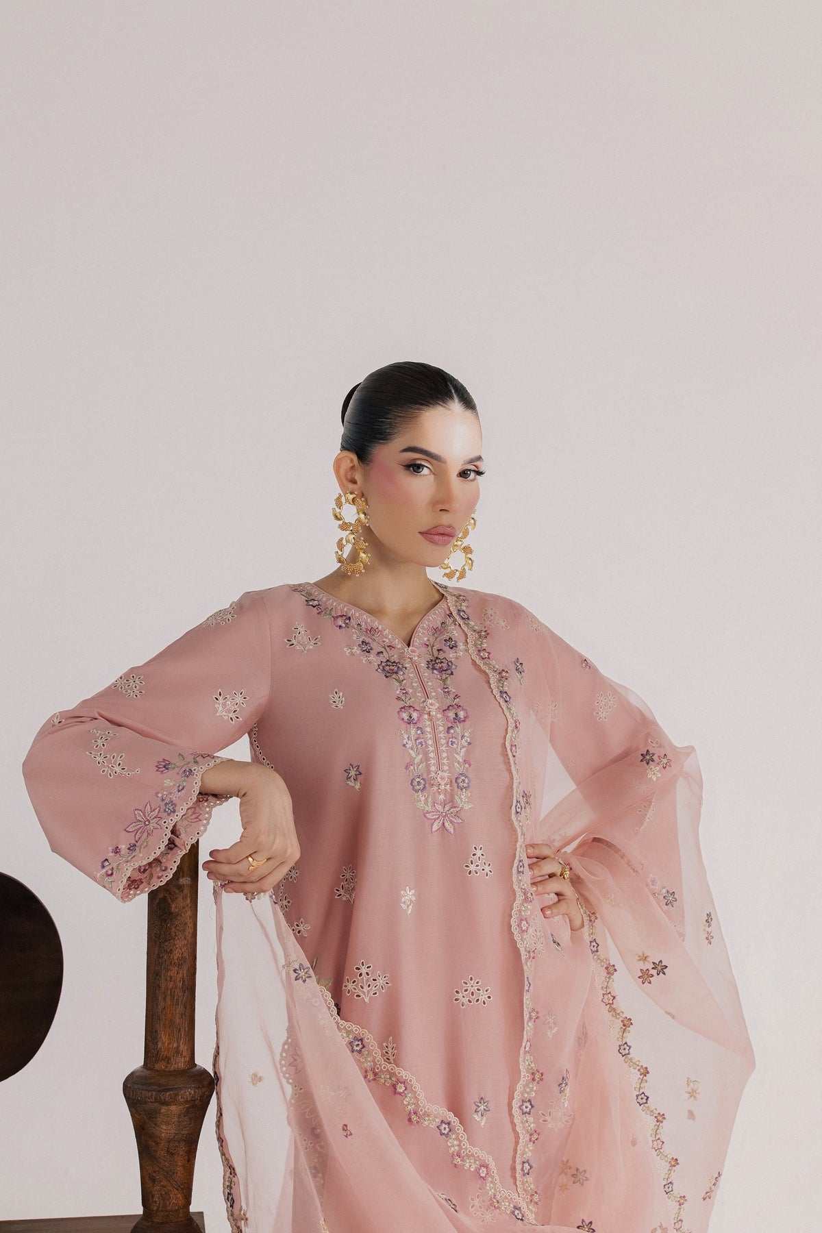 Taffy Macaron 3Pc - Luxury Embroidered Lawn BATIKSS26 BATIK XS / Taffy Pink / Pima Lawn-S / Taffy Pink / Pima Lawn-M / Taffy Pink / Pima Lawn-L / Taffy Pink / Pima Lawn-XL / Taffy Pink / Pima Lawn