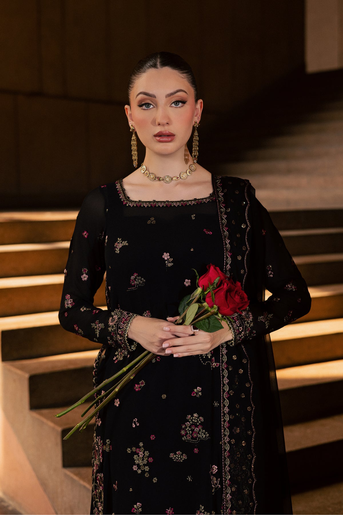 Taleen 3Pc - Festive Luxe Pret BATIKLUXOCT26 BATIK XS / Black / Georgette