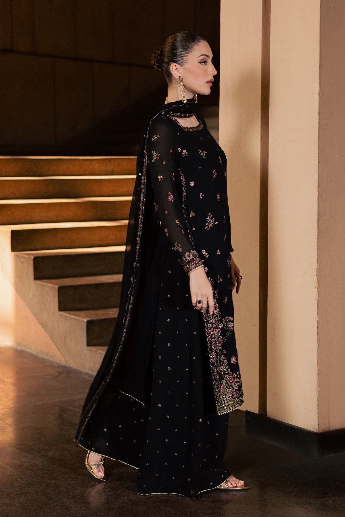 Taleen 3Pc - Festive Luxe Pret BATIKLUXOCT26 BATIK XS / Black / Georgette