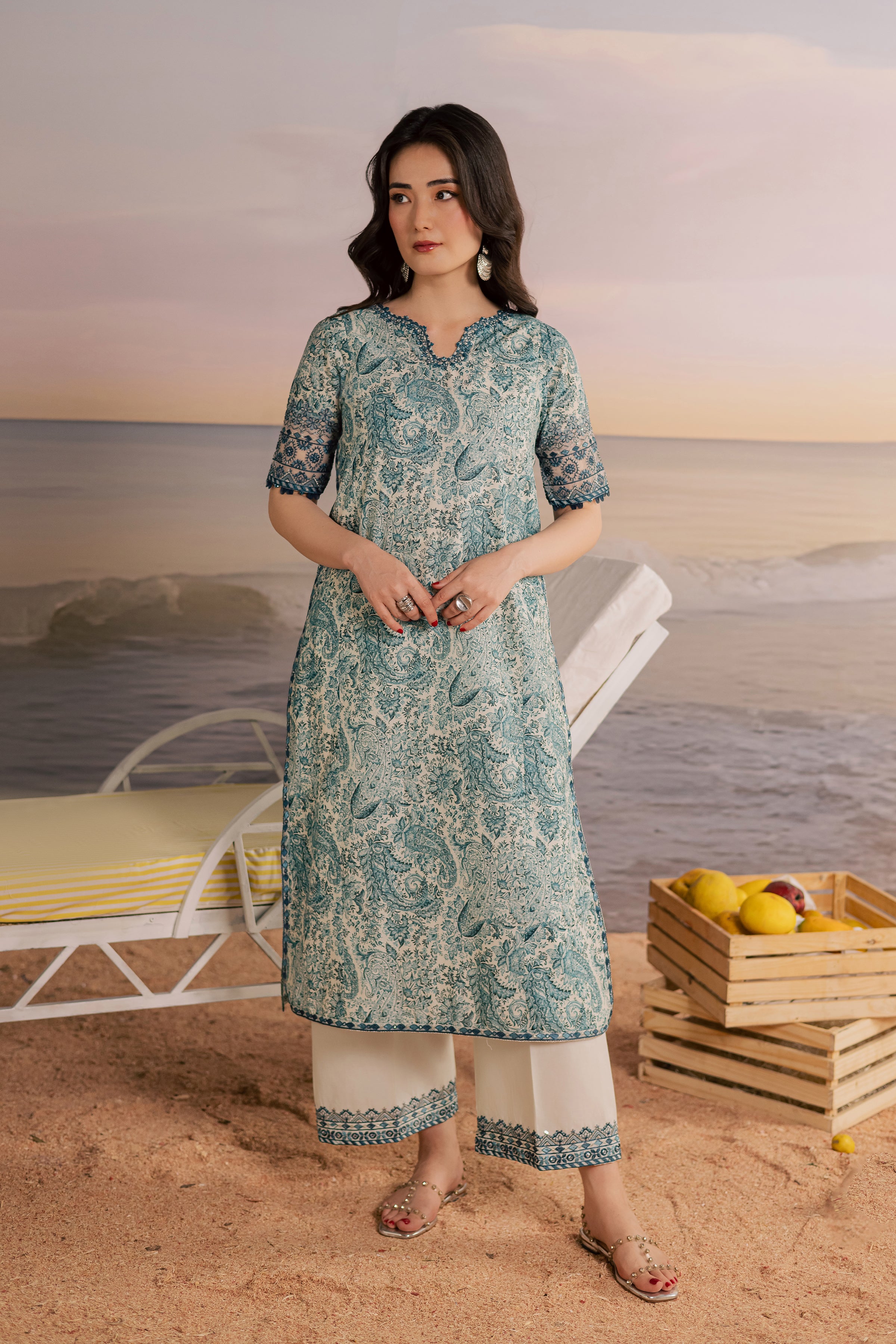 Tani 2Pc - Printed Lawn Dress BATIKSS26 BATIK XS / Off White / Lawn-S / Off White / Lawn-M / Off White / Lawn-L / Off White / Lawn-XL / Off White / Lawn