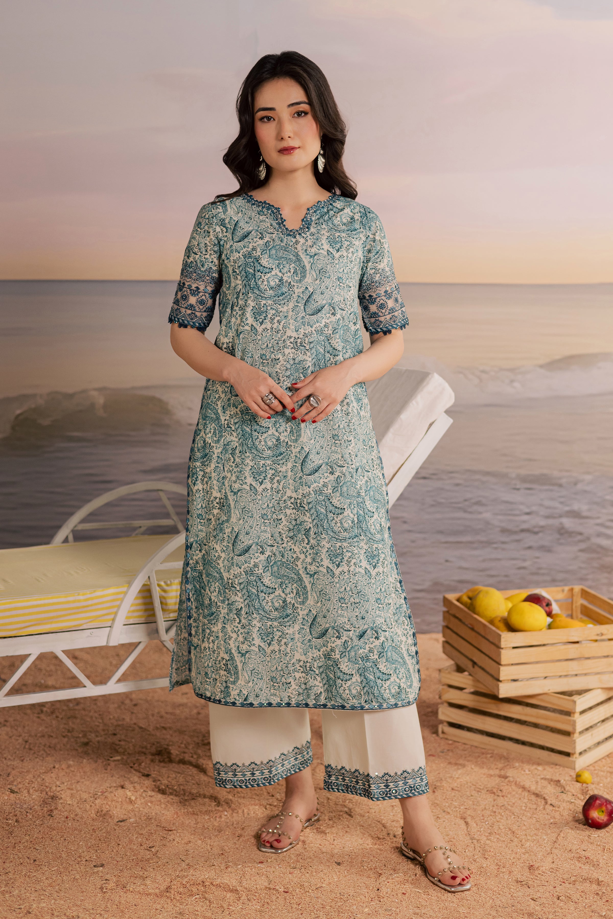 Tani 2Pc - Printed Lawn Dress BATIKSS26 BATIK XS / Off White / Lawn-S / Off White / Lawn-M / Off White / Lawn-L / Off White / Lawn-XL / Off White / Lawn