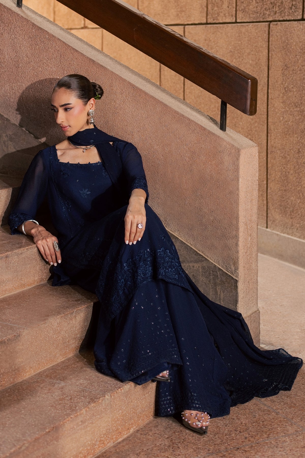 Tanrak 3Pc - Festive Luxe Pret BATIKLUXESEP26 BATIK XS / Midnight Blue / Chiffon