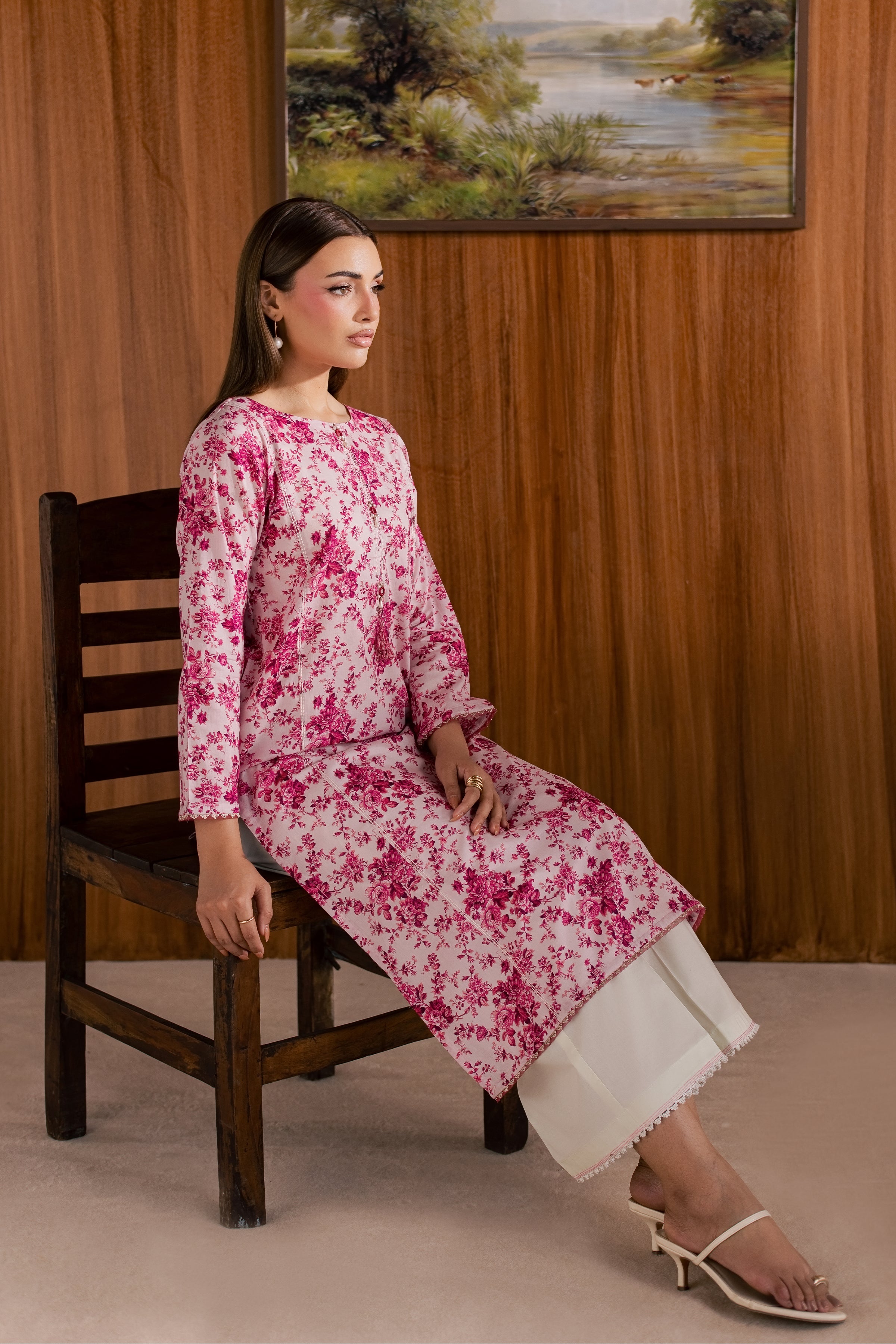 Tina 2Pc - Printed Lawn Dress BATIKSS26 BATIK XS / Pink / Lawn-S / Pink / Lawn-M / Pink / Lawn-L / Pink / Lawn-XL / Pink / Lawn