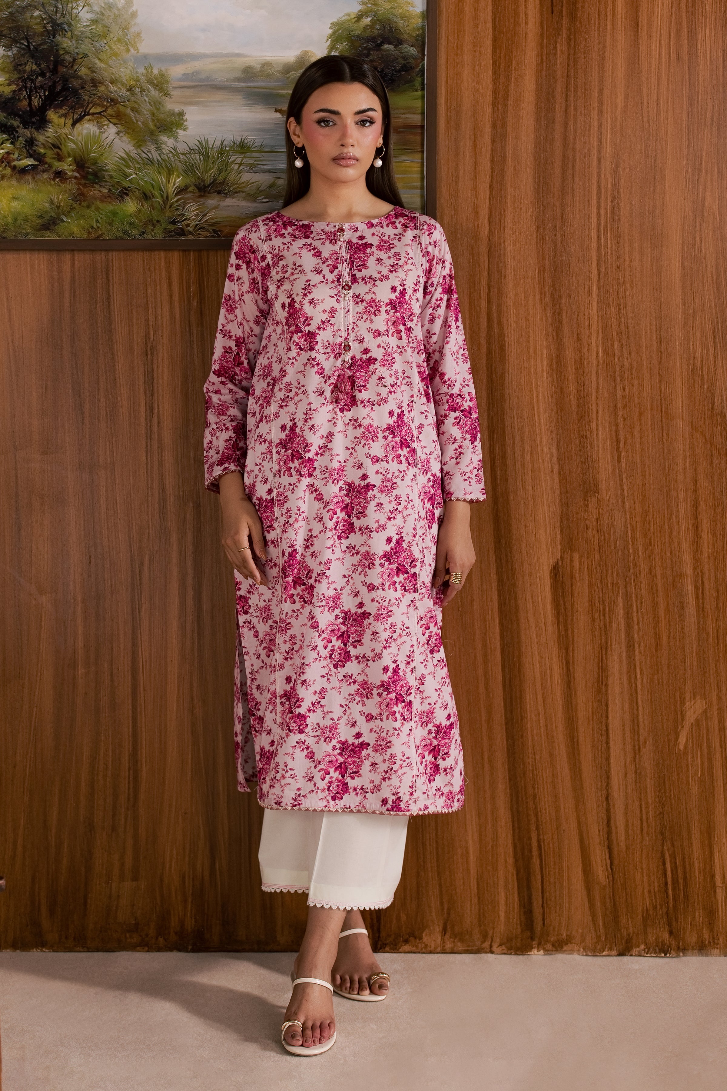 Tina 2Pc - Printed Lawn Dress BATIKSS26 BATIK XS / Pink / Lawn-S / Pink / Lawn-M / Pink / Lawn-L / Pink / Lawn-XL / Pink / Lawn