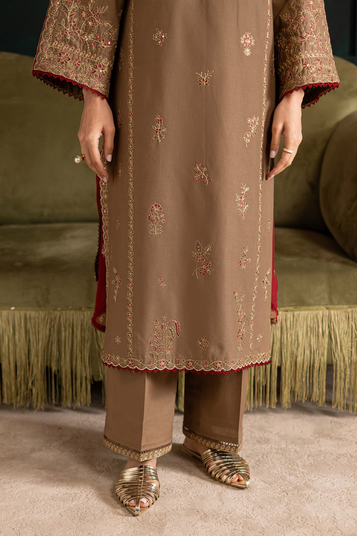 Tiramisu 3Pc - Embroidered Khaddar Dress BATIK WINTER PRET 2025  BATIK   XS / Light brown / Khaddar-S / Light brown / Khaddar-M / Light brown / Khaddar-L / Light brown / Khaddar-XL / Light brown / Khaddar