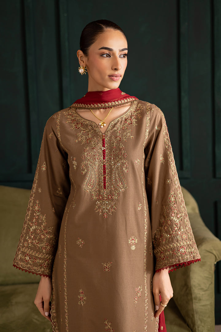 Tiramisu 3Pc - Embroidered Khaddar Dress BATIK WINTER PRET 2025  BATIK   XS / Light brown / Khaddar-S / Light brown / Khaddar-M / Light brown / Khaddar-L / Light brown / Khaddar-XL / Light brown / Khaddar
