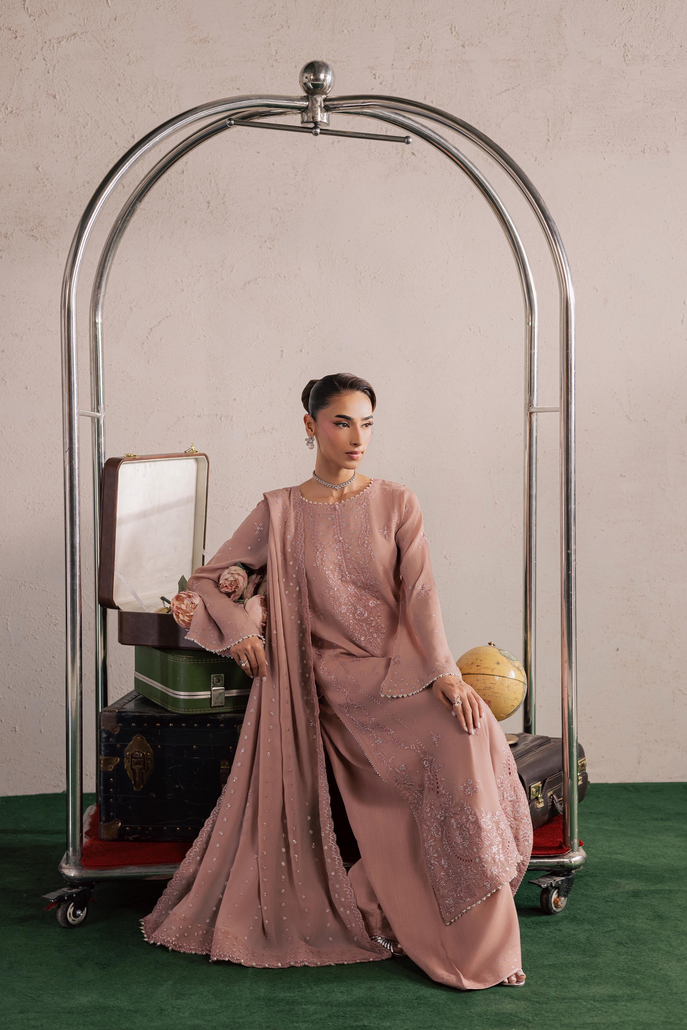 Tirna 3Pc - Festive Luxury Formal BATIKSS26 BATIK S / Pink / Crinkle-M / Pink / Crinkle-L / Pink / Crinkle