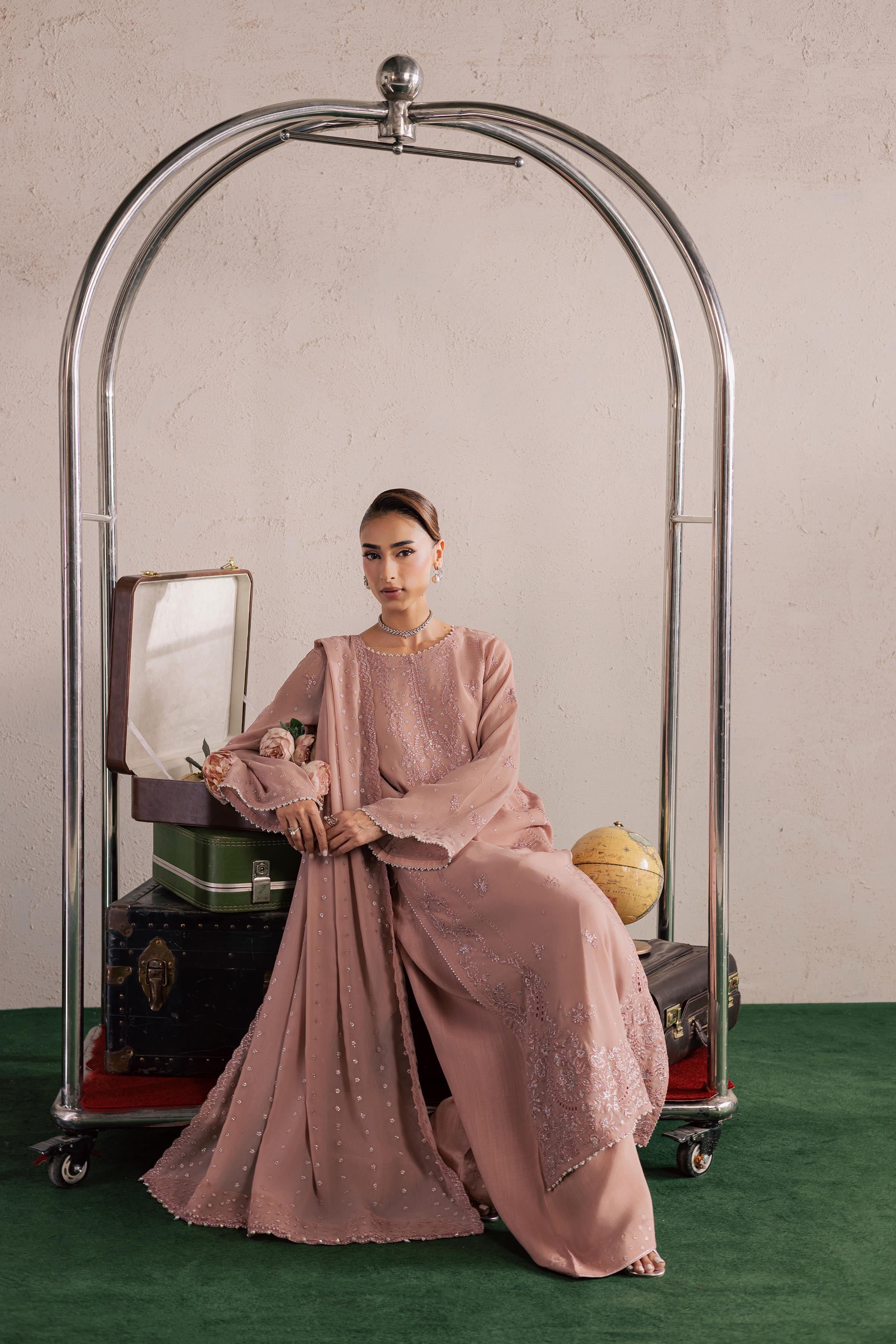 Tirna 3Pc - Festive Luxury Formal BATIKSS26 BATIK S / Pink / Crinkle-M / Pink / Crinkle-L / Pink / Crinkle