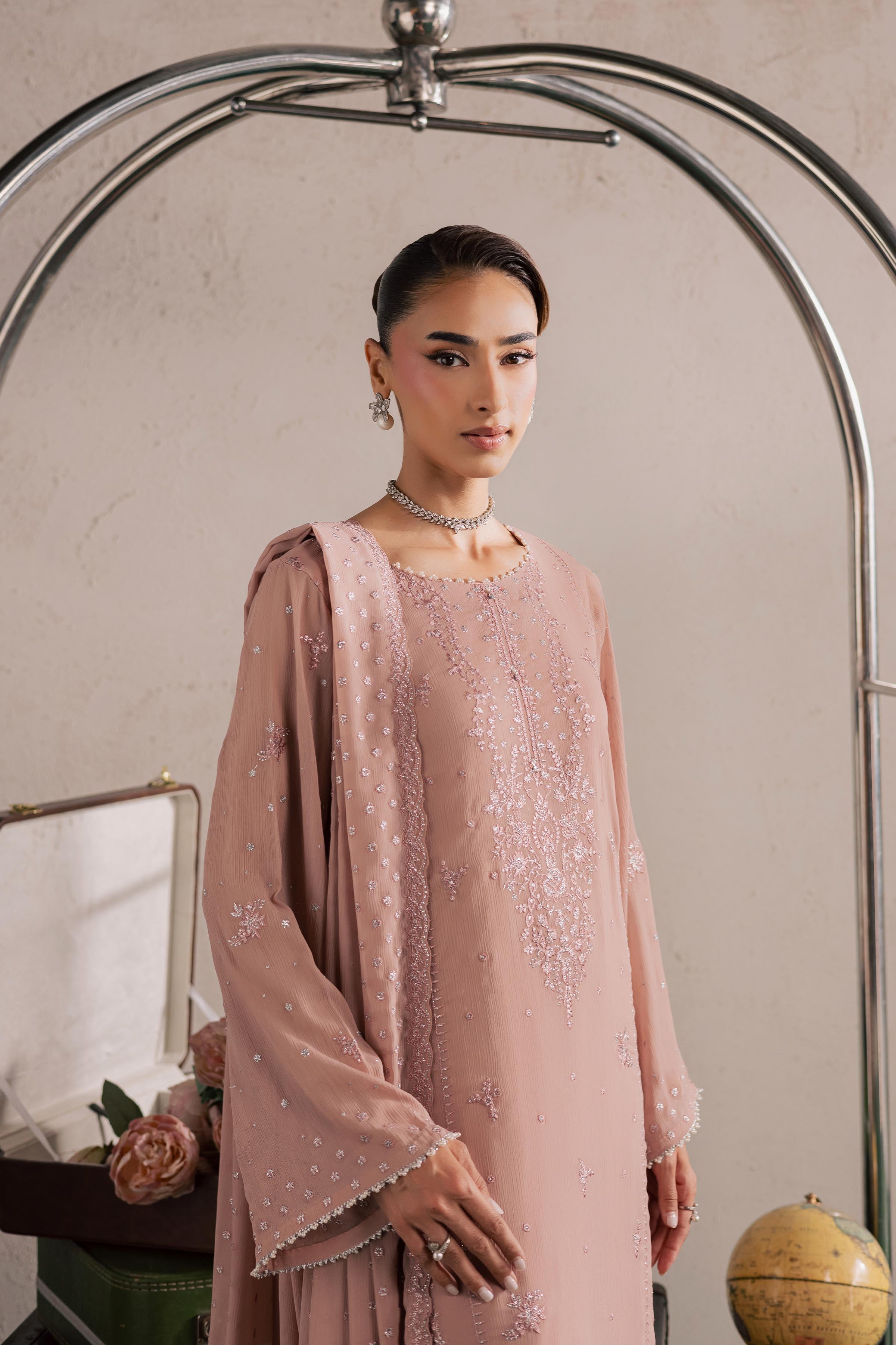 Tirna 3Pc - Festive Luxury Formal BATIKSS26 BATIK S / Pink / Crinkle-M / Pink / Crinkle-L / Pink / Crinkle