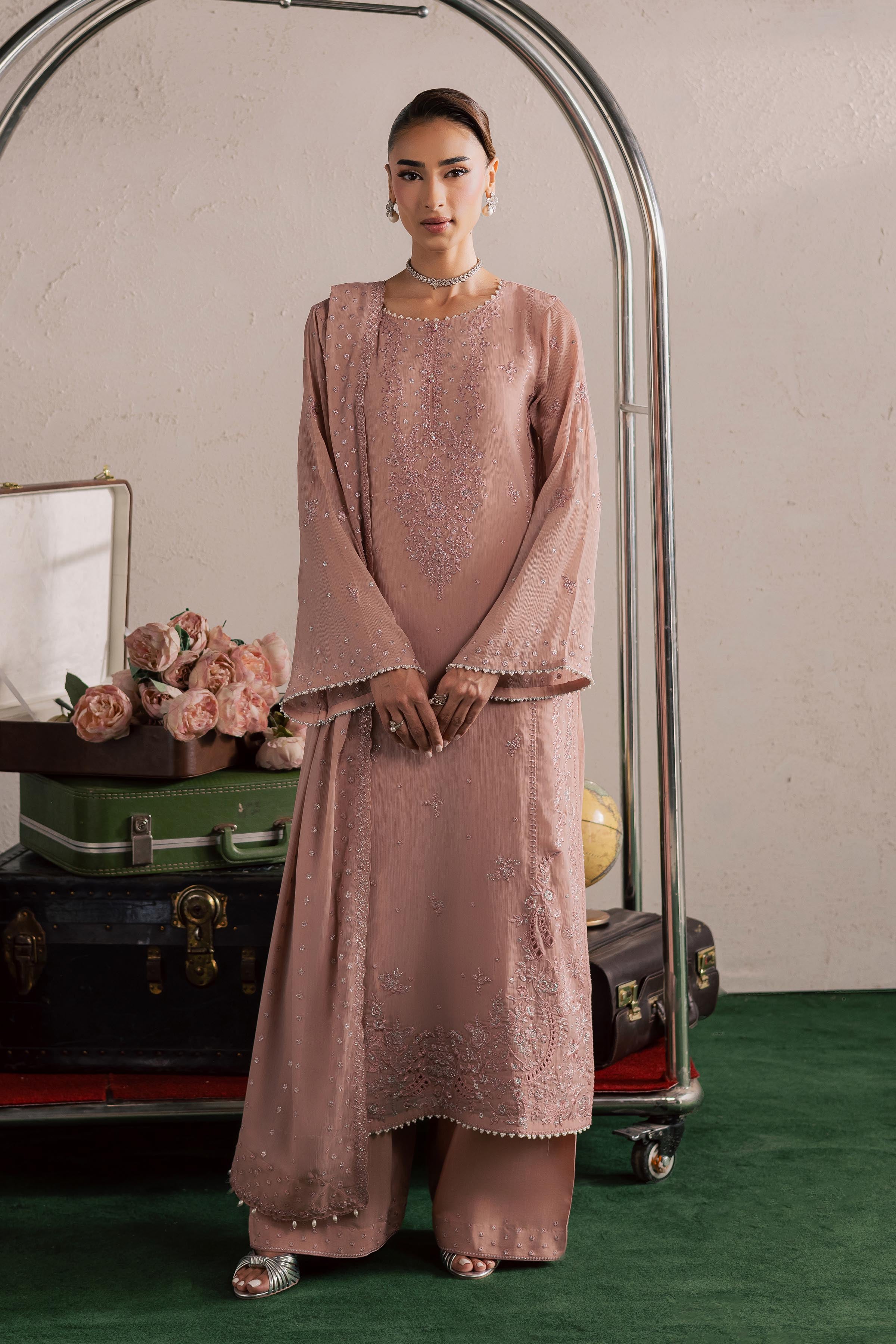 Tirna 3Pc - Festive Luxury Formal BATIKSS26 BATIK S / Pink / Crinkle-M / Pink / Crinkle-L / Pink / Crinkle