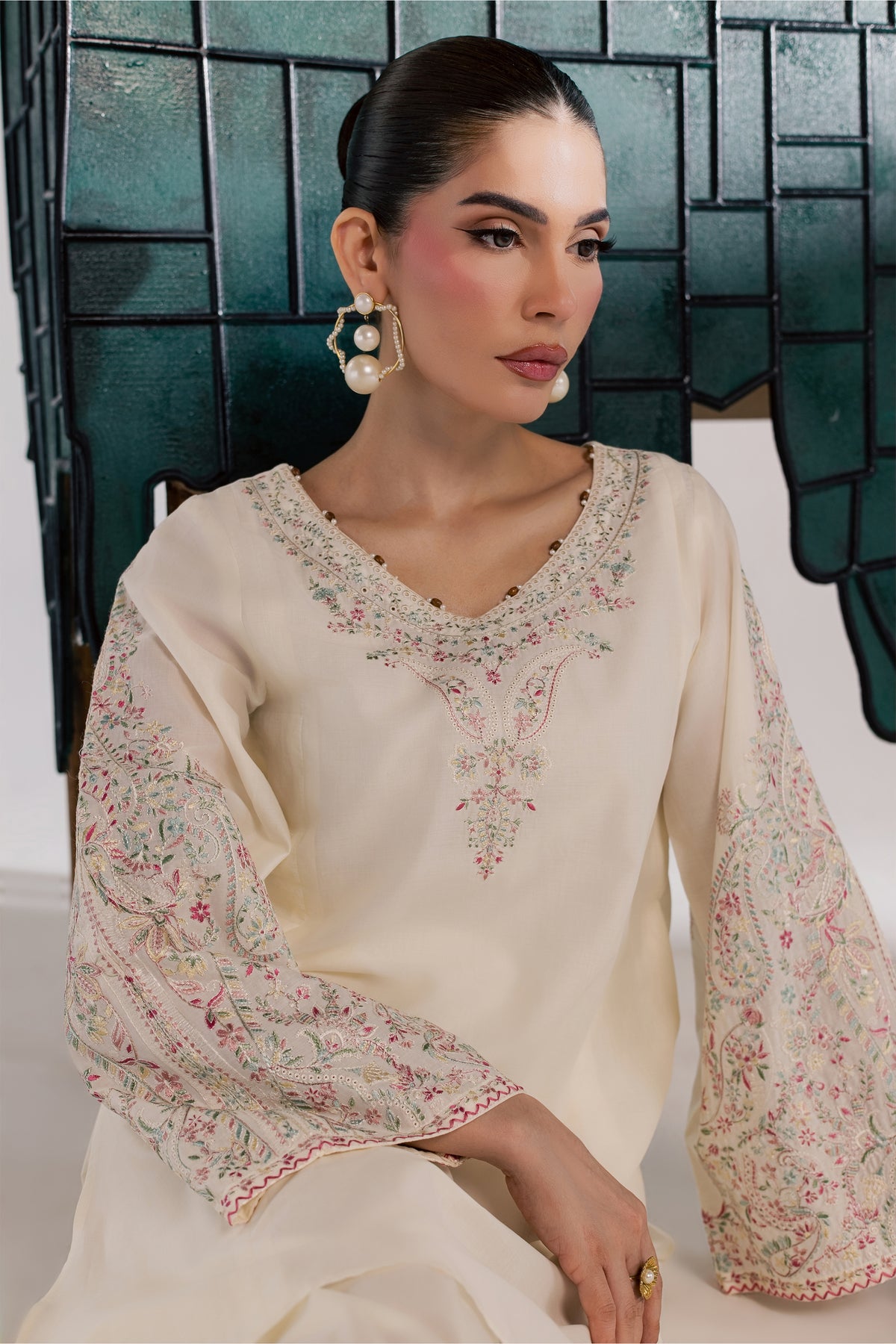 Tiva 2Pc - Luxury Embroidered Lawn BATIKSS26 BATIK XS / Eggnog / Pima Lawn-S / Eggnog / Pima Lawn-M / Eggnog / Pima Lawn-L / Eggnog / Pima Lawn-XL / Eggnog / Pima Lawn
