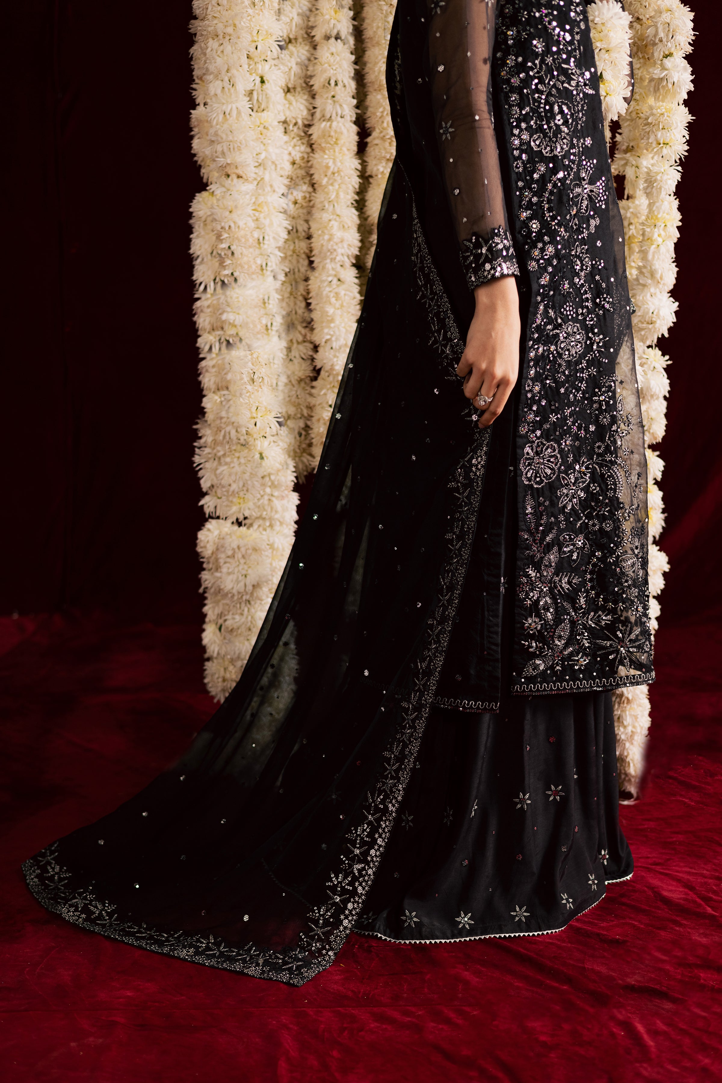 Toor 3Pc- Wedding Formal Dress BATIKSTUDIO2025 BATIK S / Black / Organza-M / Black / Organza-L / Black / Organza