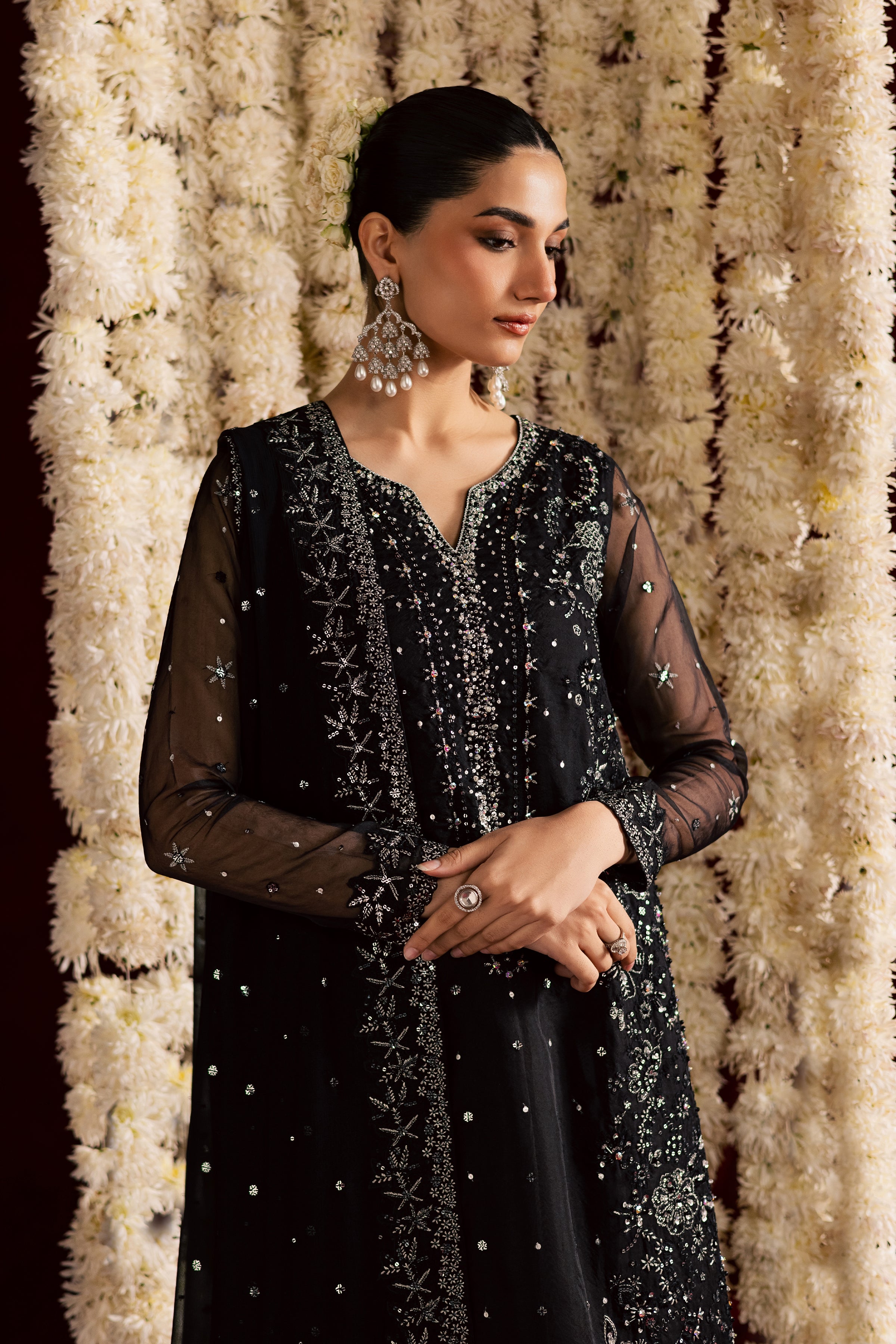 Toor 3Pc- Wedding Formal Dress BATIKSTUDIO2025 BATIK S / Black / Organza-M / Black / Organza-L / Black / Organza