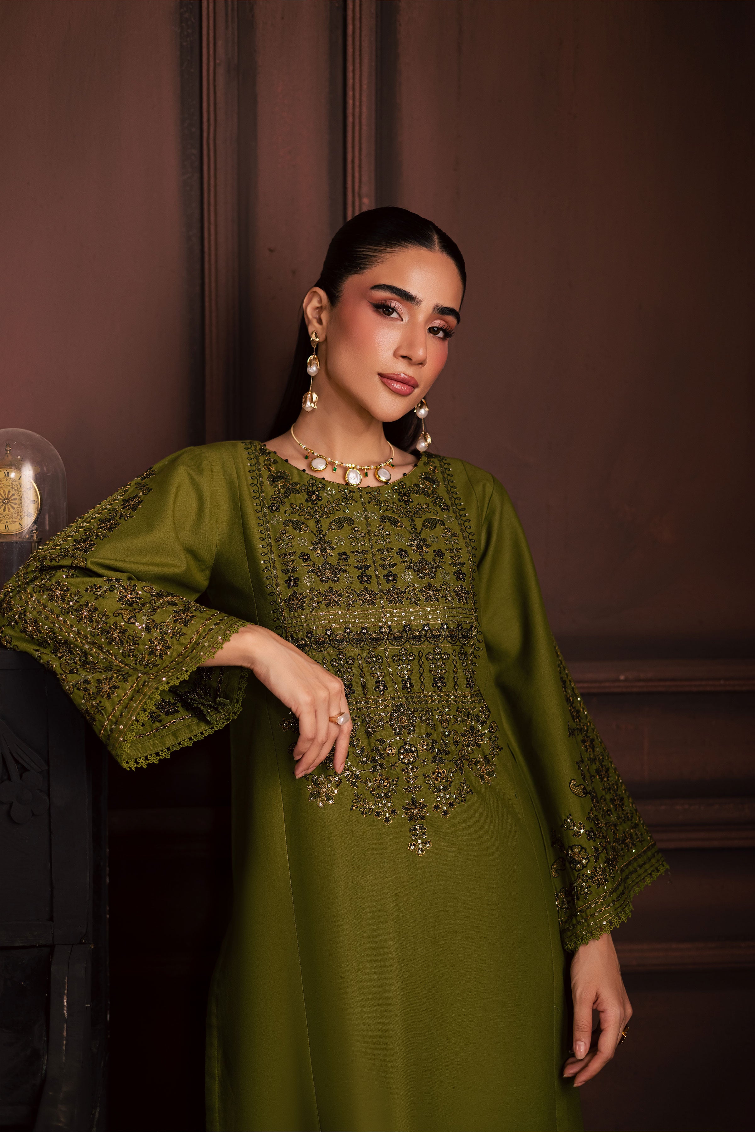 Topaz 2Pc - Embroidered Khaddar Dress BATIK WINTER PRET 2025 BATIK XS / Fern Green / Khaddar-S / Fern Green / Khaddar-M / Fern Green / Khaddar-L / Fern Green / Khaddar-XL / Fern Green / Khaddar