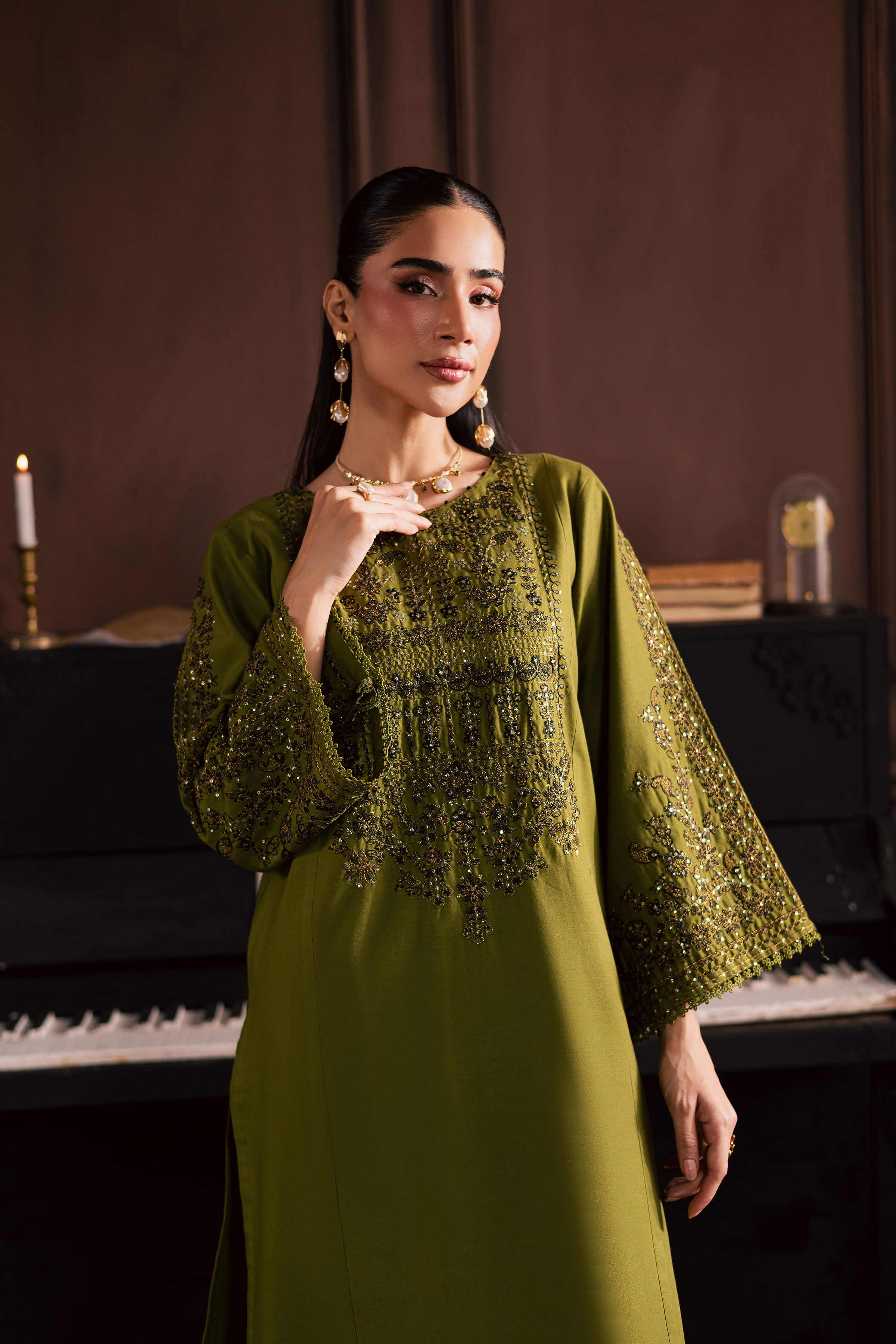 Topaz 2Pc - Embroidered Khaddar Dress BATIK WINTER PRET 2025 BATIK XS / Fern Green / Khaddar-S / Fern Green / Khaddar-M / Fern Green / Khaddar-L / Fern Green / Khaddar-XL / Fern Green / Khaddar