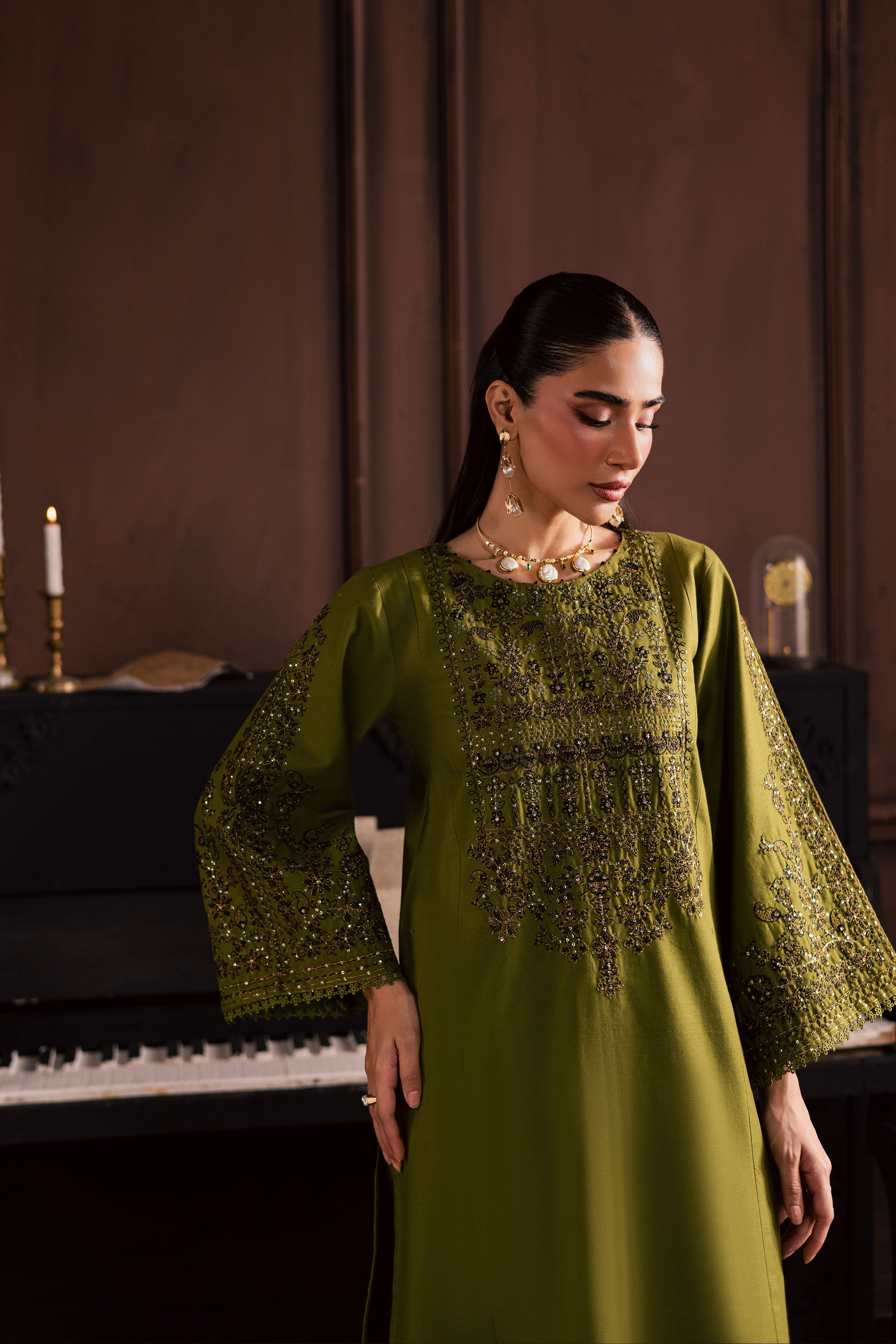Topaz 2Pc - Embroidered Khaddar Dress BATIK WINTER PRET 2025 BATIK XS / Fern Green / Khaddar-S / Fern Green / Khaddar-M / Fern Green / Khaddar-L / Fern Green / Khaddar-XL / Fern Green / Khaddar