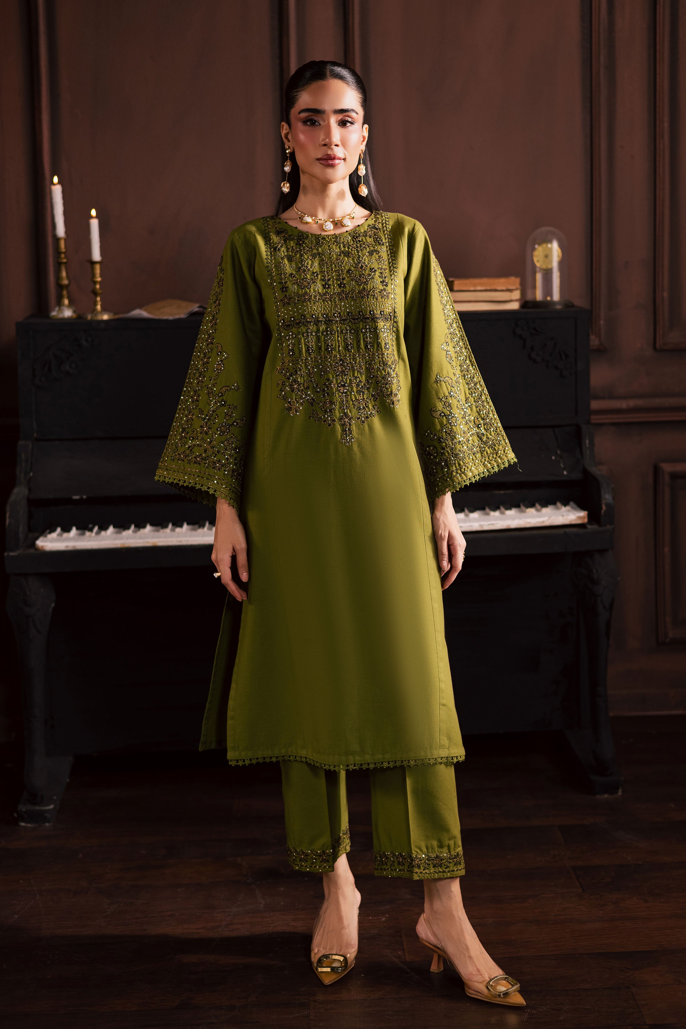 Topaz 2Pc - Embroidered Khaddar Dress BATIK WINTER PRET 2025 BATIK XS / Fern Green / Khaddar-S / Fern Green / Khaddar-M / Fern Green / Khaddar-L / Fern Green / Khaddar-XL / Fern Green / Khaddar
