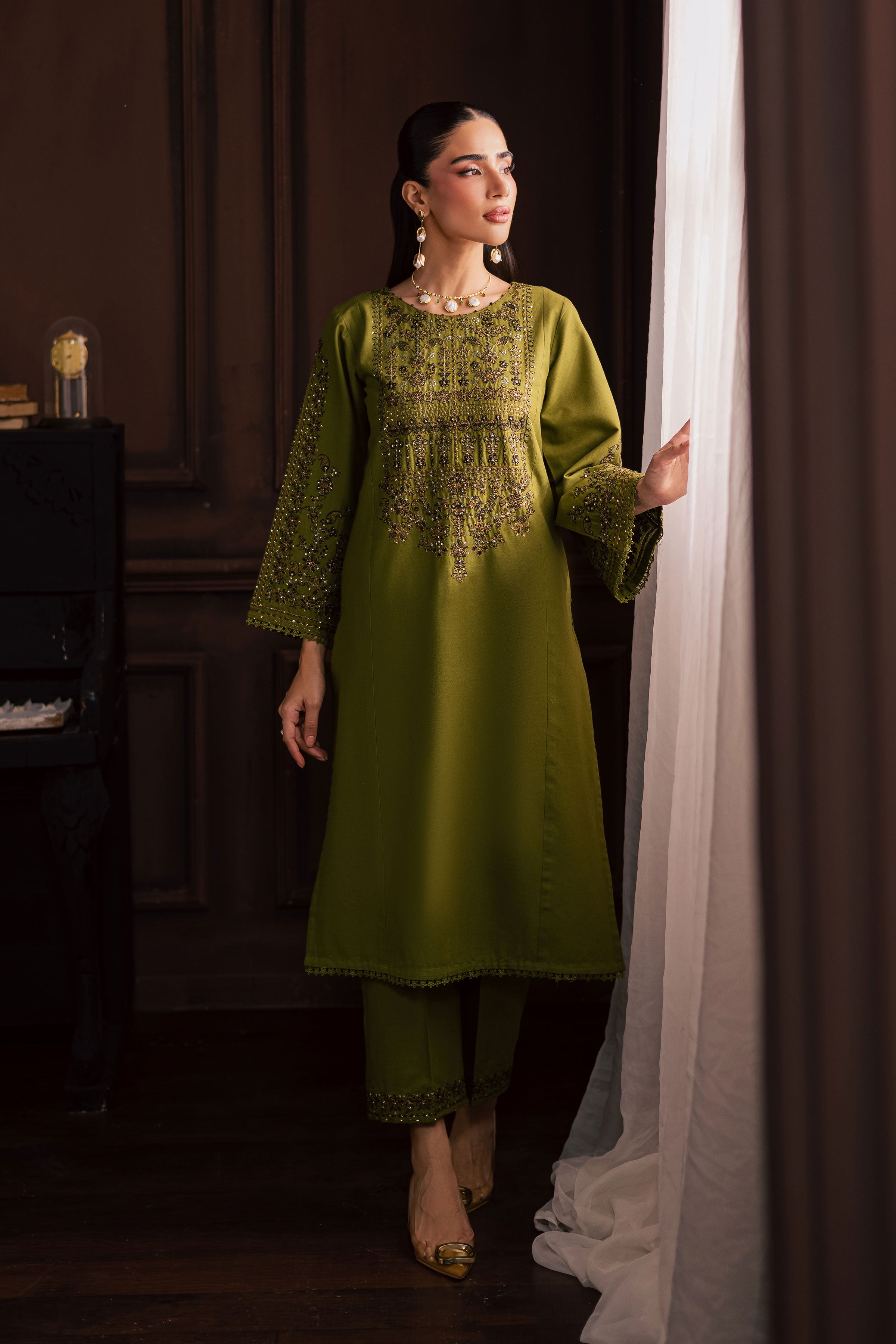 Topaz 2Pc - Embroidered Khaddar Dress BATIK WINTER PRET 2025 BATIK XS / Fern Green / Khaddar-S / Fern Green / Khaddar-M / Fern Green / Khaddar-L / Fern Green / Khaddar-XL / Fern Green / Khaddar