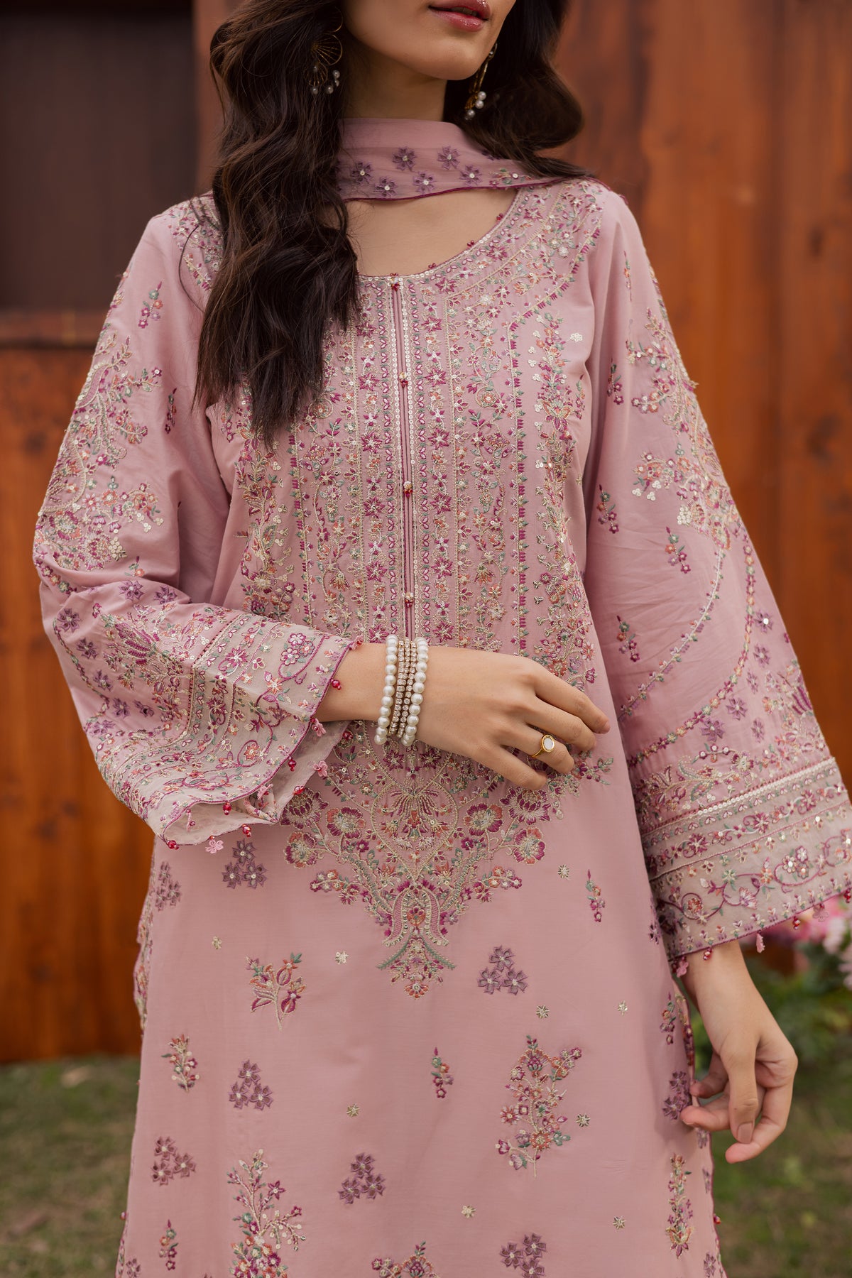 Toska 3Pc - Festive Embroidered Lawn BATIKEID2026 BATIK XS / Taffy Pink / Pima Lawn-S / Taffy Pink / Pima Lawn-M / Taffy Pink / Pima Lawn-L / Taffy Pink / Pima Lawn-XL / Taffy Pink / Pima Lawn