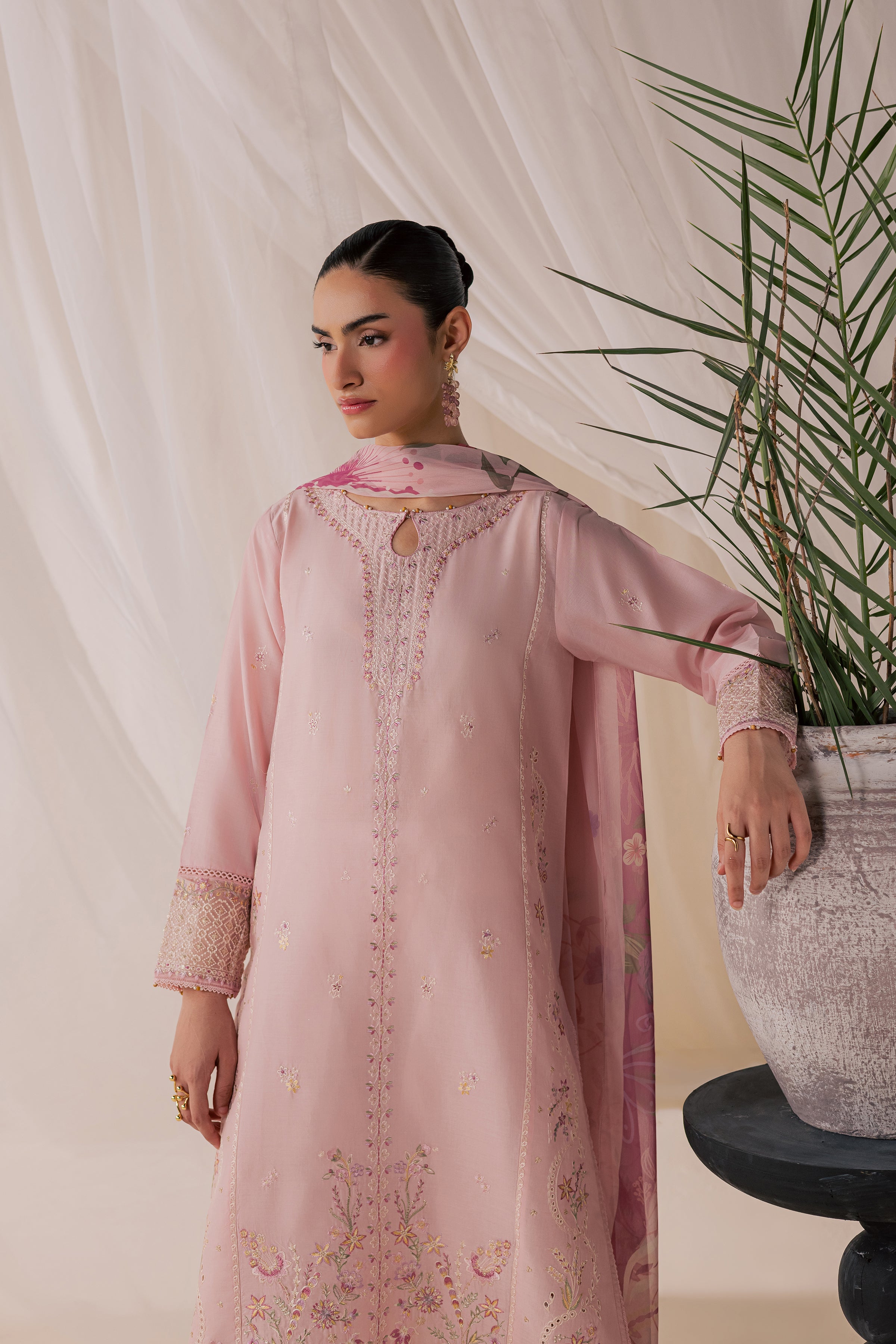 Tulip Powder 3Pc - Luxury Embroidered Lawn BATIKSS26 BATIK XS / Powder Pink / Pima Lawn