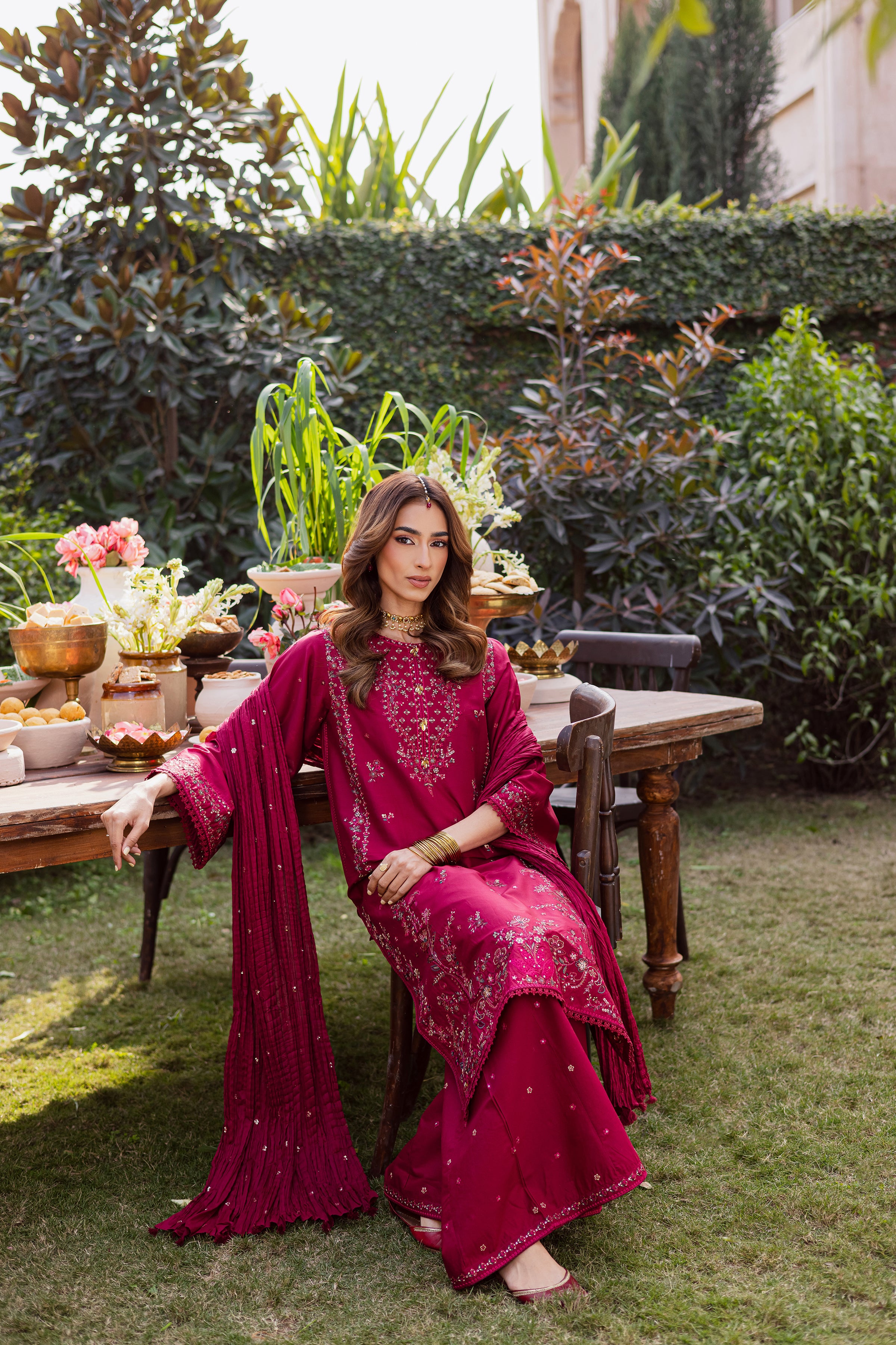 Ursula 3Pc - Festive Embroidered Lawn BATIKEID2026 BATIK XS / Maroon / Pima Lawn-S / Maroon / Pima Lawn-M / Maroon / Pima Lawn-L / Maroon / Pima Lawn-XL / Maroon / Pima Lawn