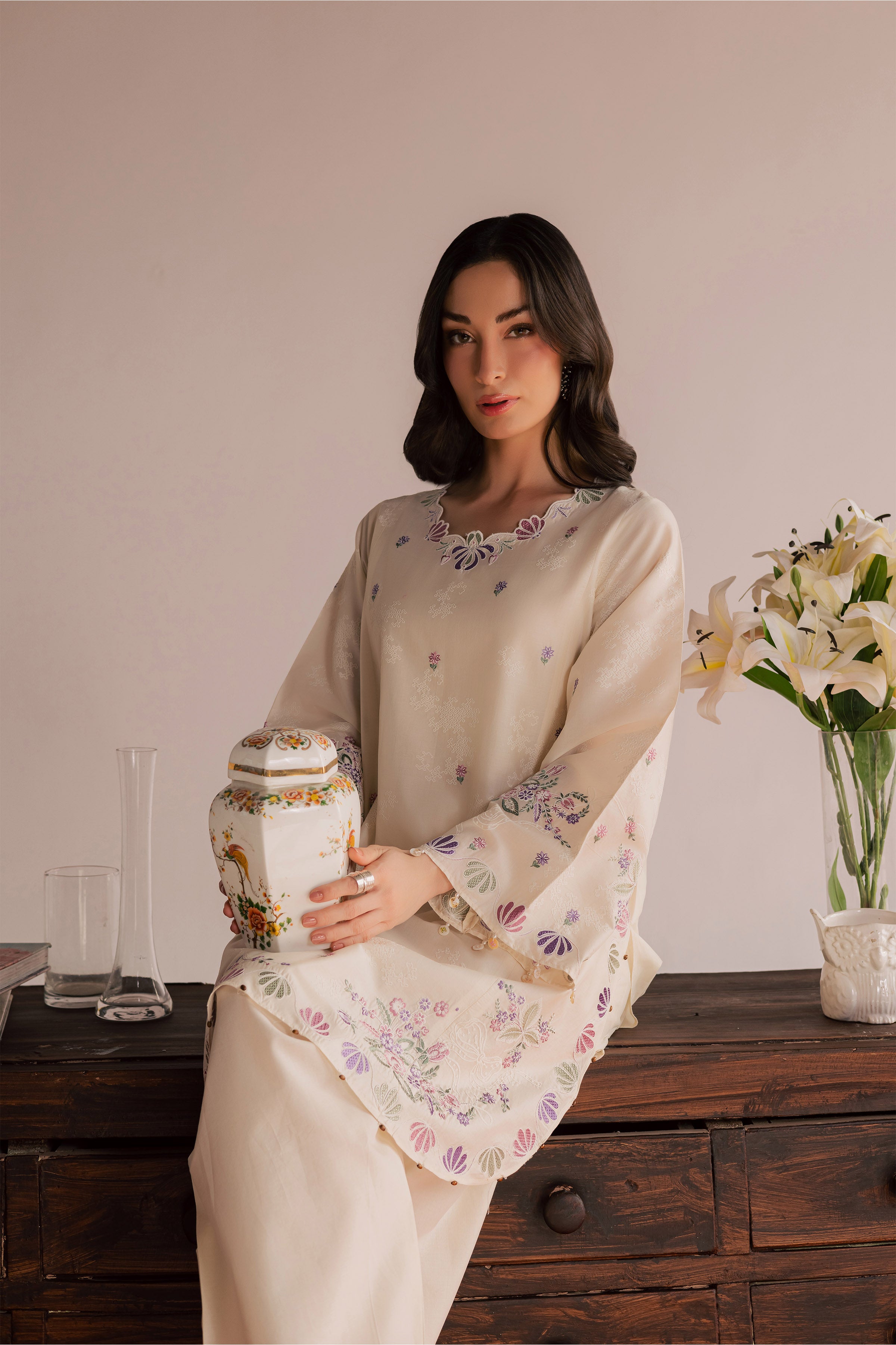Vanilla Bloom 2Pc - Embroidered Lawn Dress EverydayEdit26 BATIK XS / White Swan / Pima Lawn-S / White Swan / Pima Lawn-M / White Swan / Pima Lawn-L / White Swan / Pima Lawn-XL / White Swan / Pima Lawn