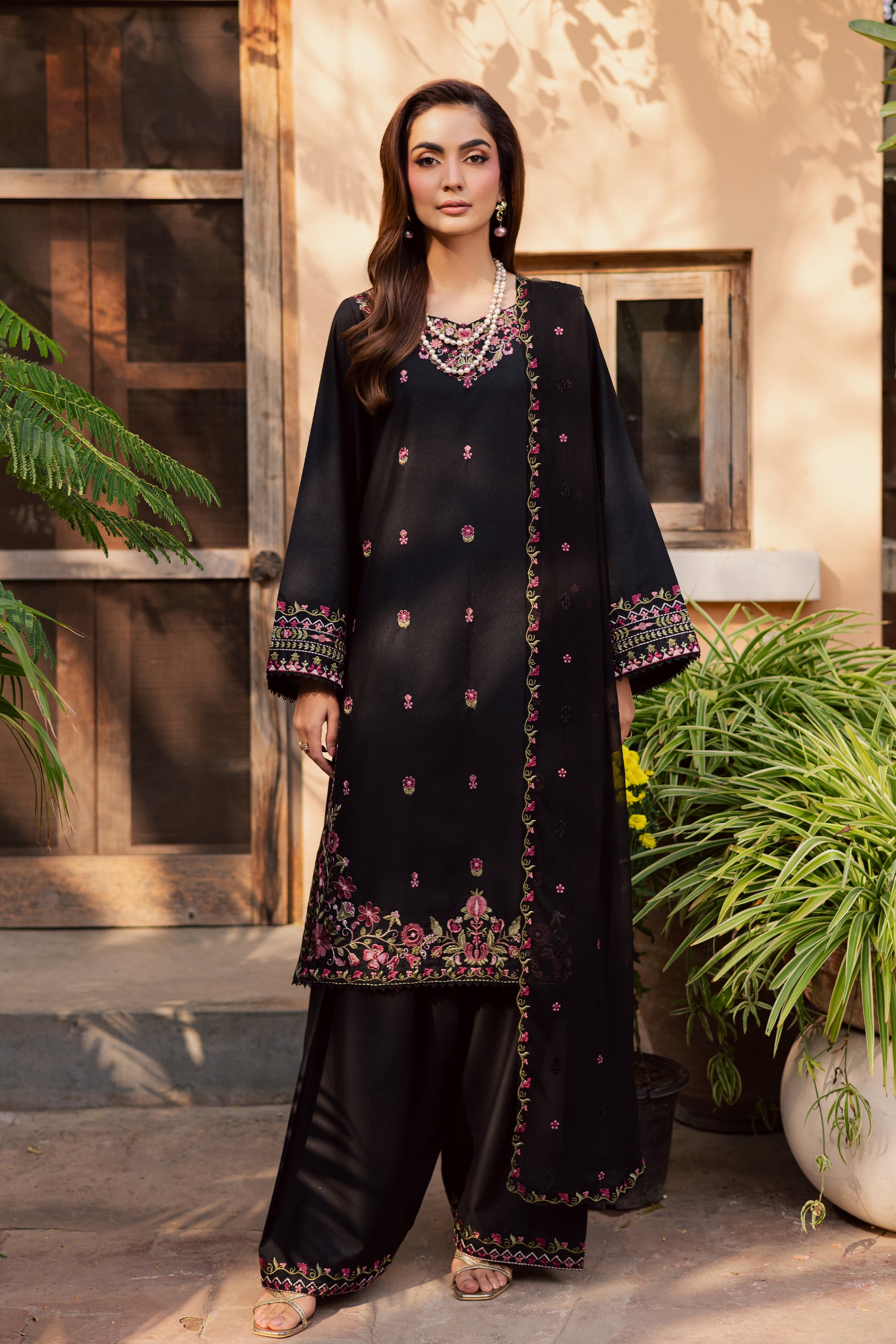 Vareha 3Pc - Embroidered Festive Pret BATIK WINTER PRET 2025 BATIK XS / Black / Cotton-S / Black / Cotton-M / Black / Cotton-L / Black / Cotton-XL / Black / Cotton
