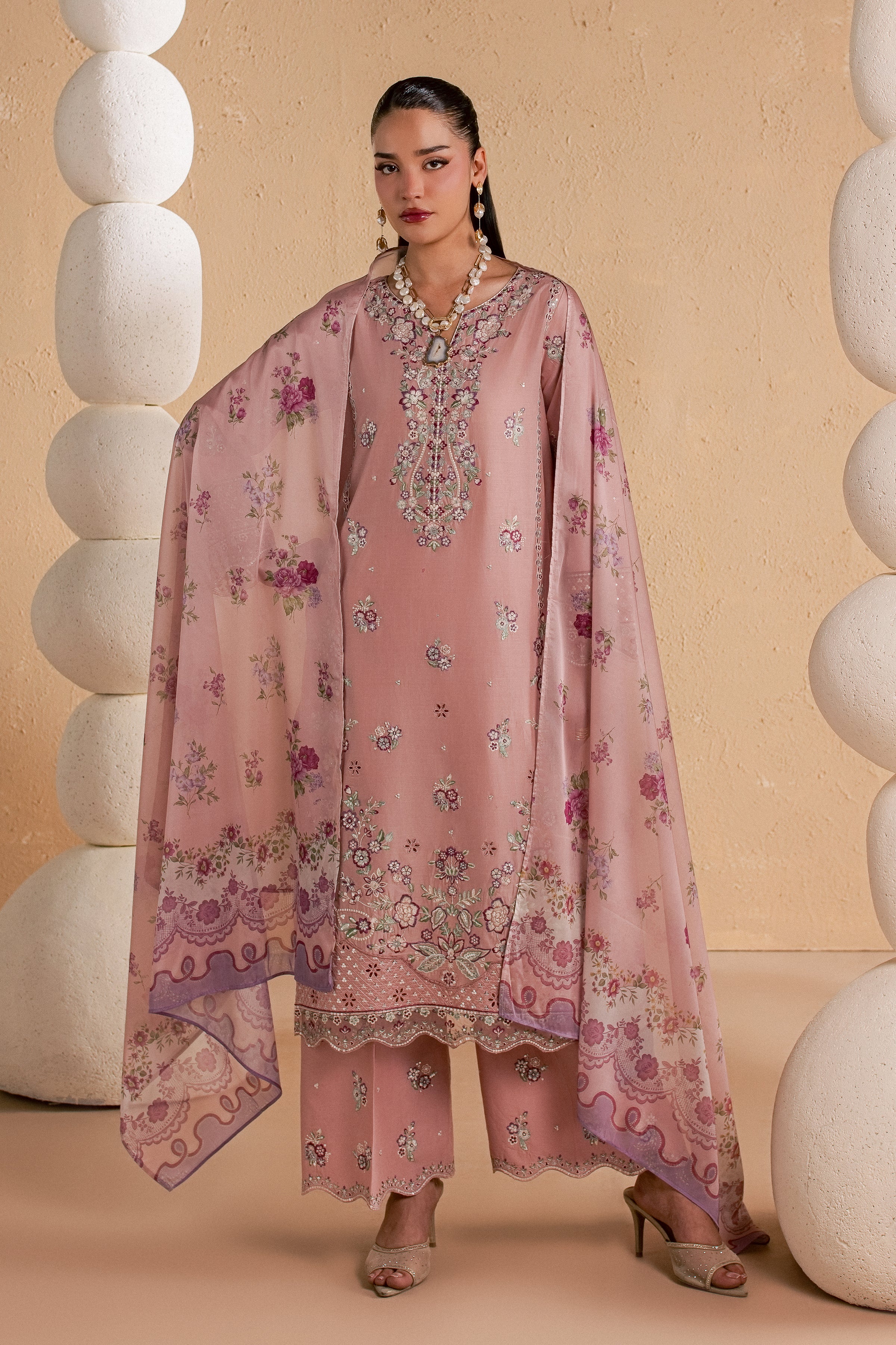 Velora 3Pc - Luxury Embroidered Lawn BATIKSS26 BATIK XS / Taffy Pink / Pima Lawn-S / Taffy Pink / Pima Lawn-M / Taffy Pink / Pima Lawn-L / Taffy Pink / Pima Lawn-XL / Taffy Pink / Pima Lawn